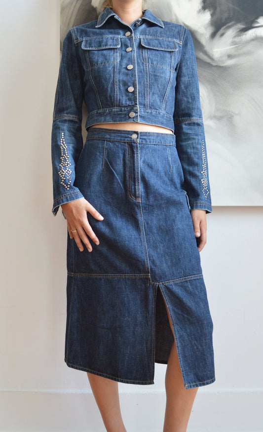 Vintage Kenzo Jeans Denim Jacket and Skirt