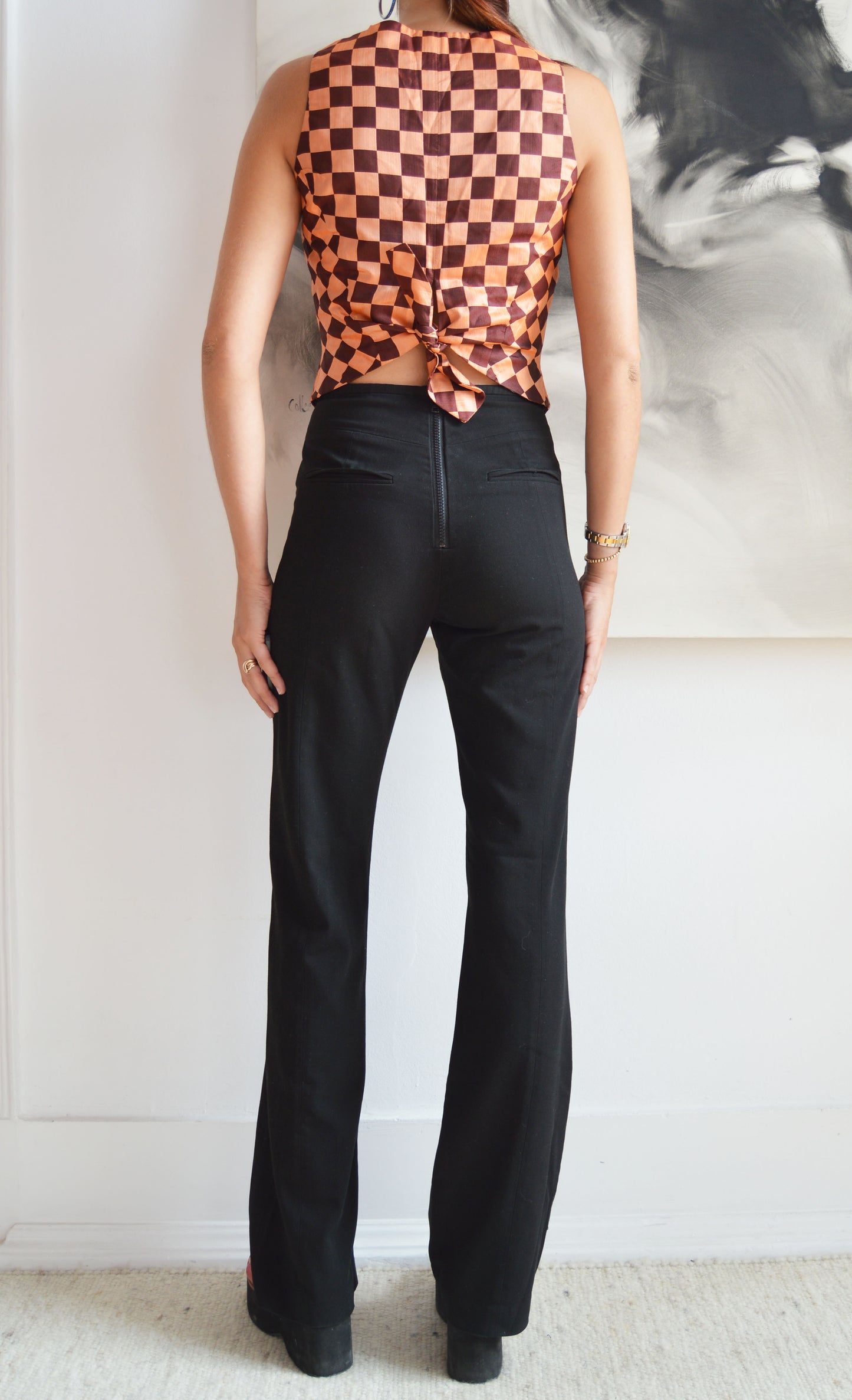 vintage kenzo silk checkered waistcoat