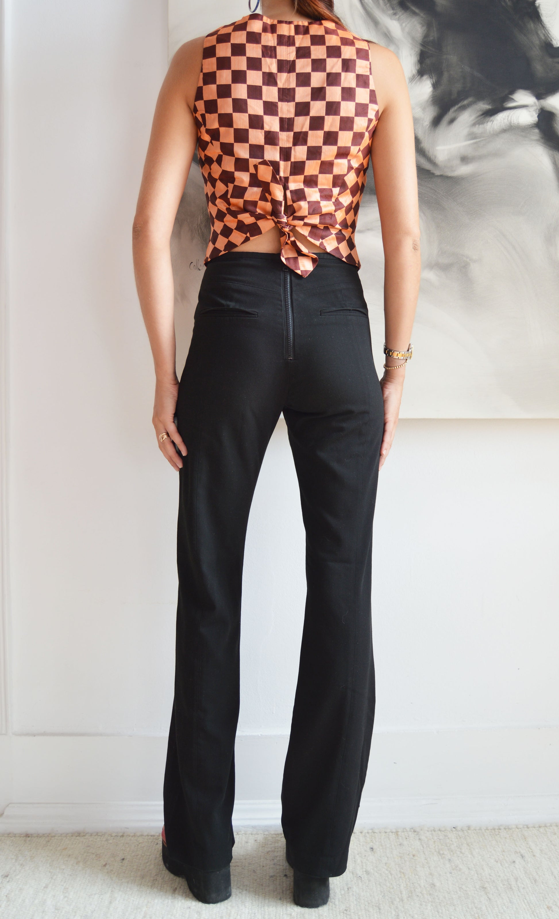 vintage kenzo silk checkered waistcoat