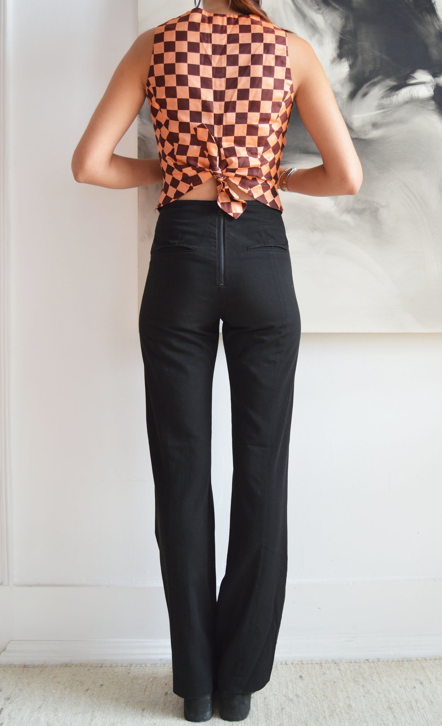 vintage kenzo silk checkered waistcoat
