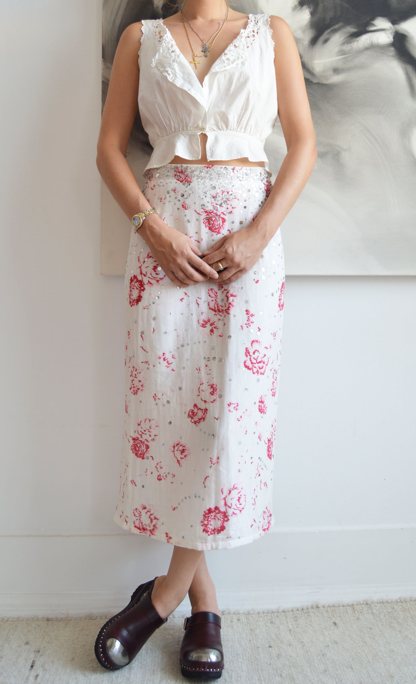 Vintage Marni Floral Sequin Maxi Skirt