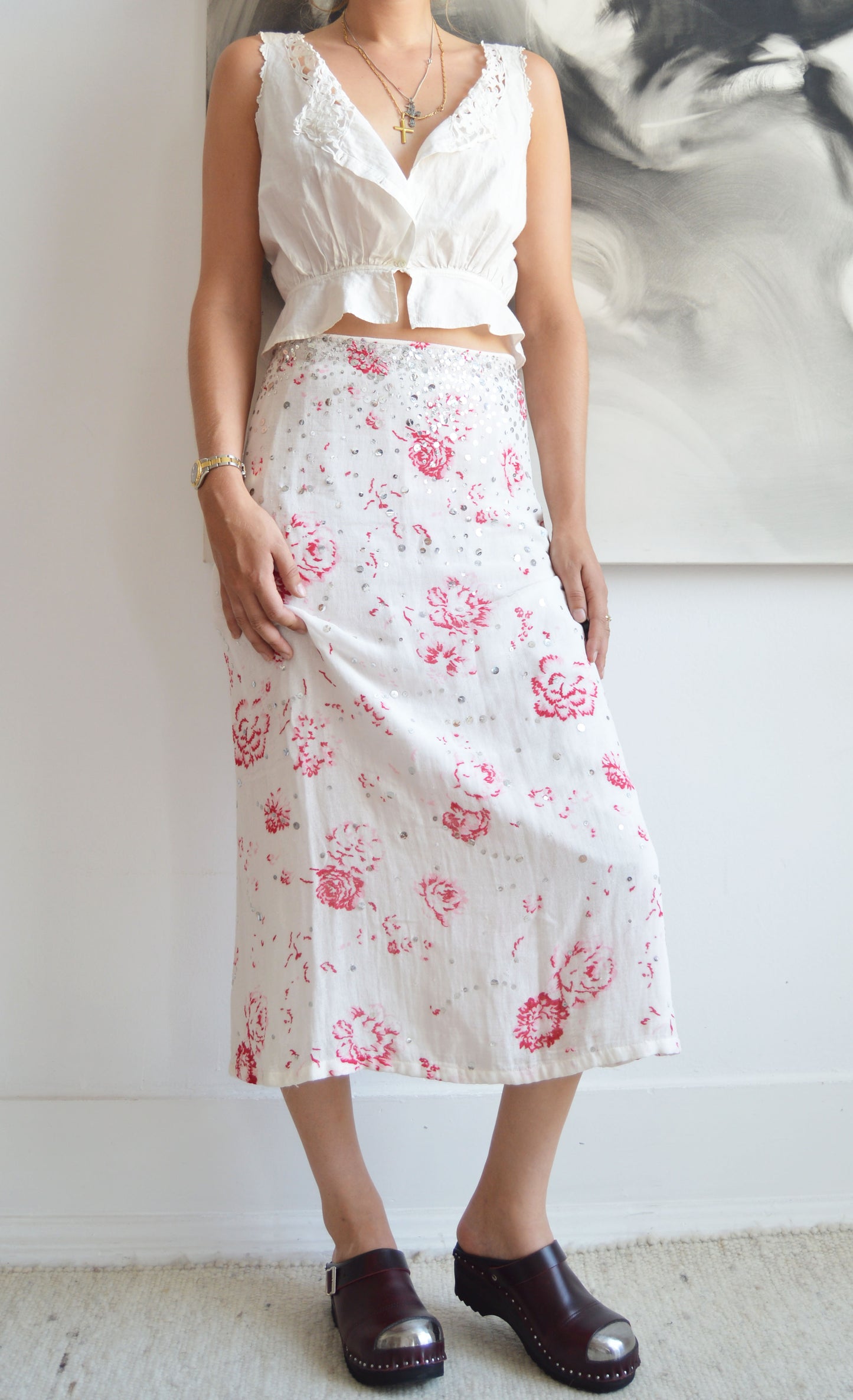 Vintage Marni Floral Sequin Maxi Skirt