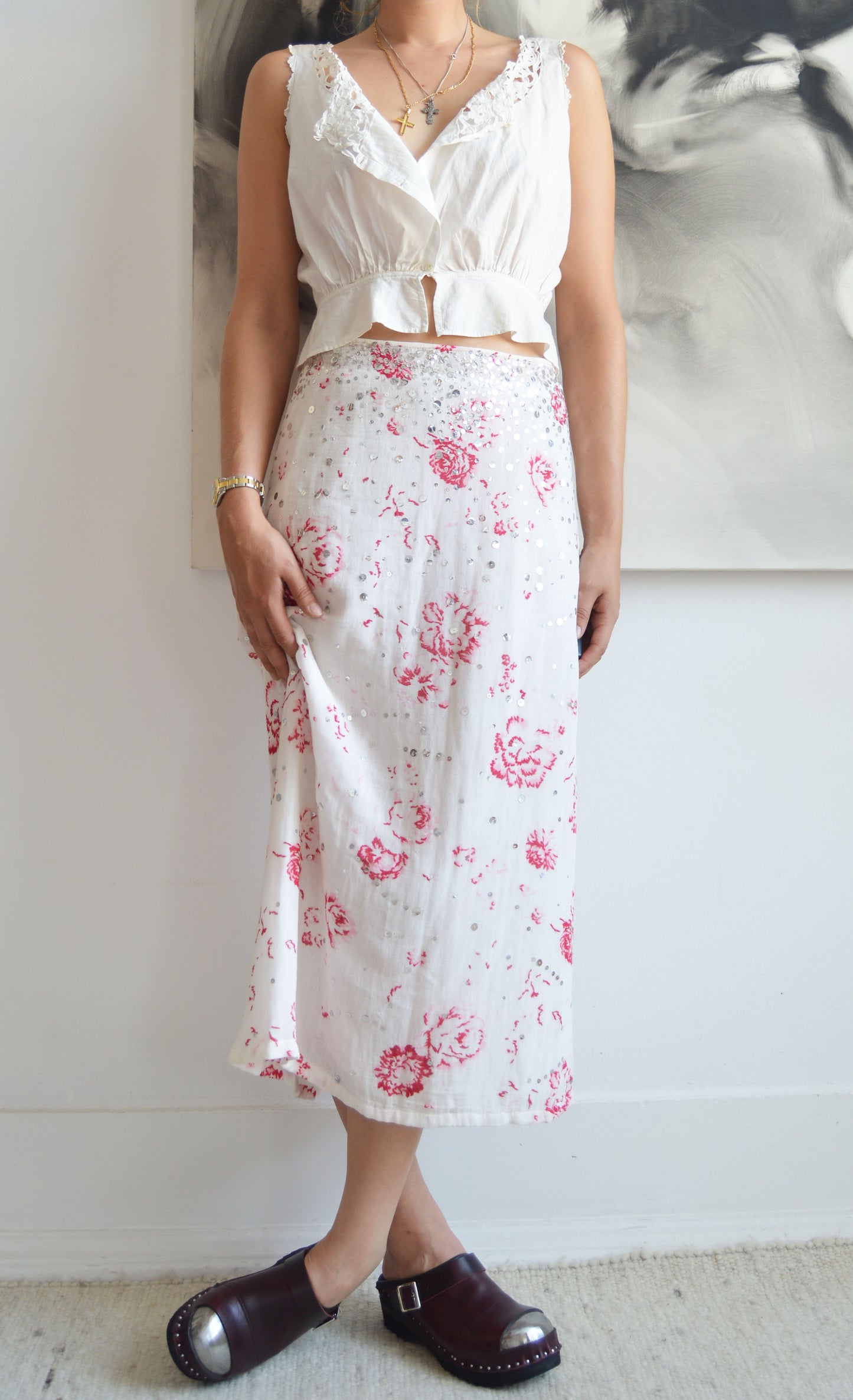 Vintage Marni Floral Sequin Maxi Skirt