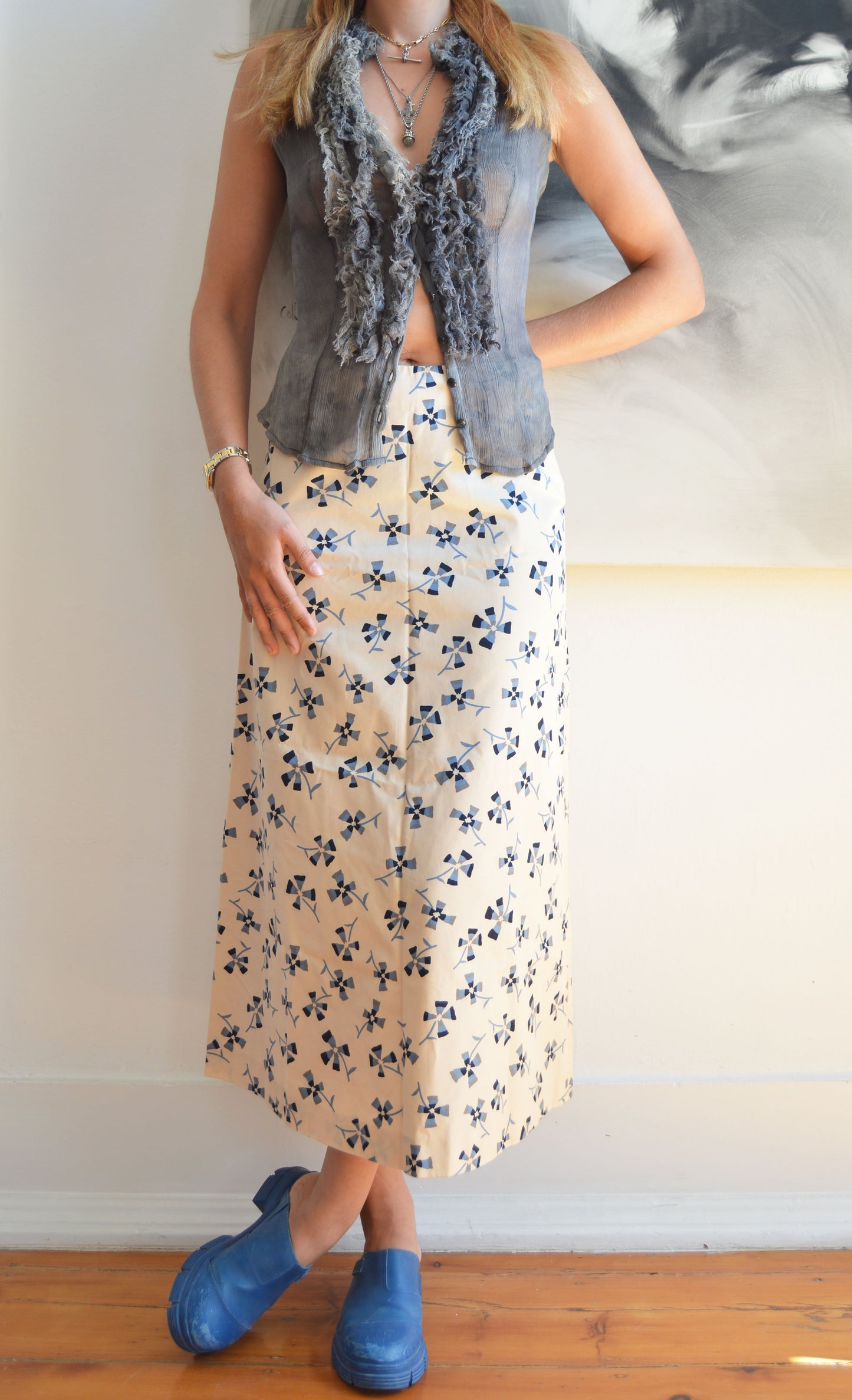 vintage marni fw 2001 floral maxi skirt