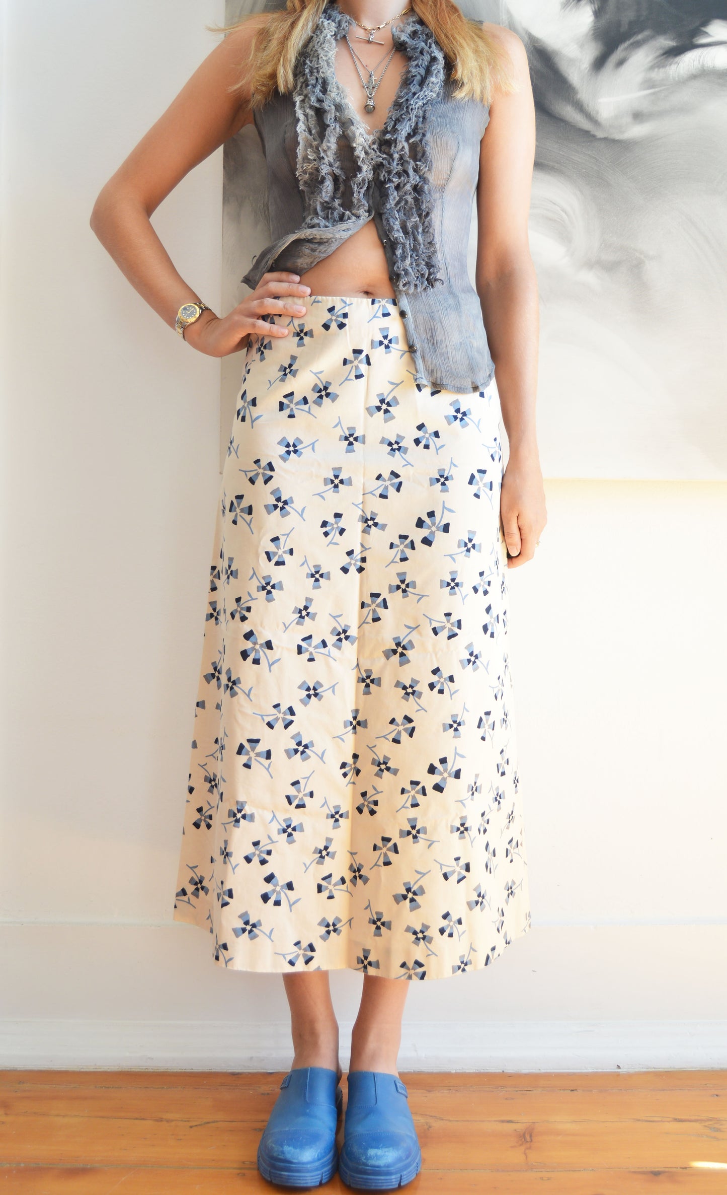 vintage marni fw 2001 floral maxi skirt