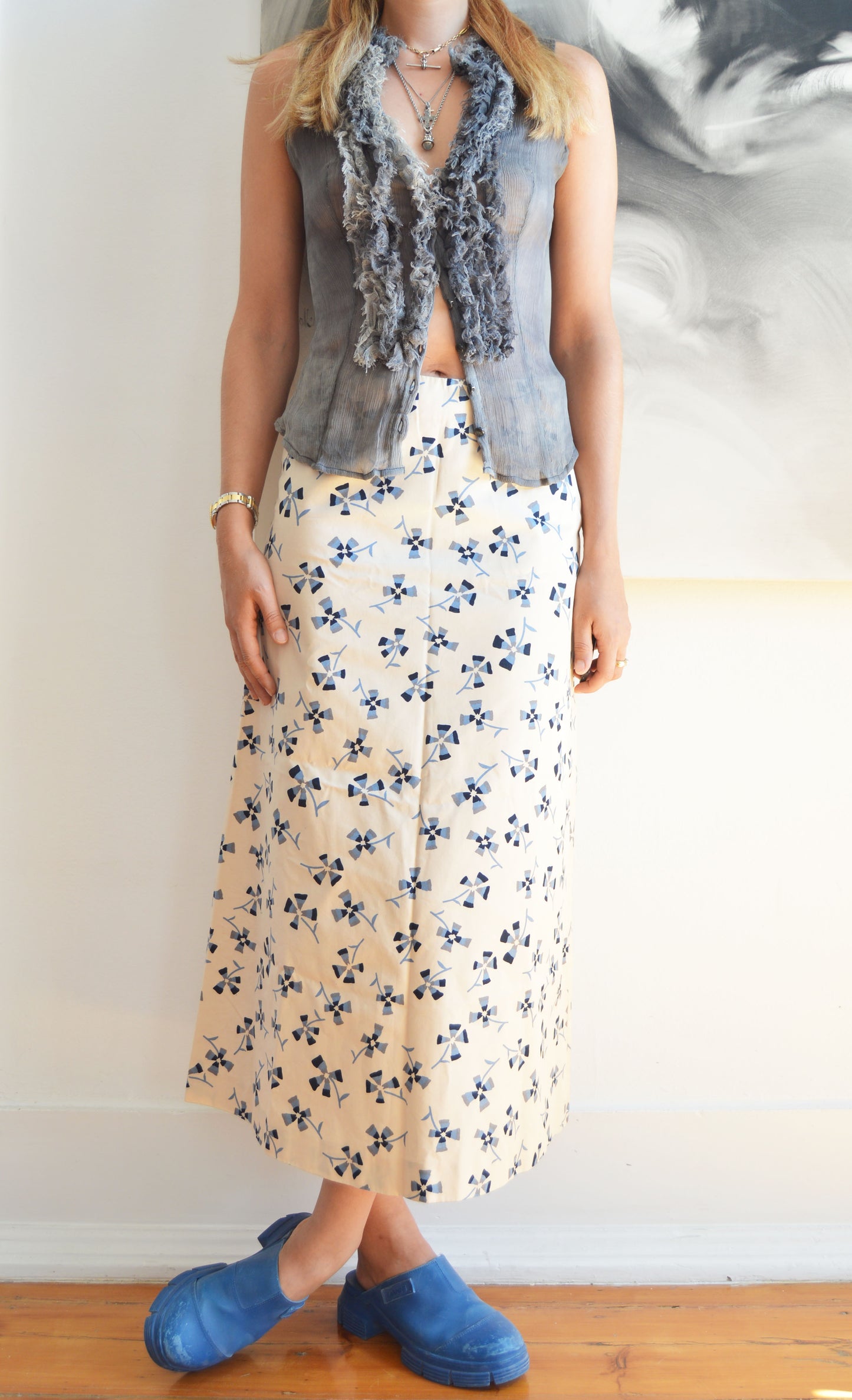 vintage marni fw 2001 floral maxi skirt