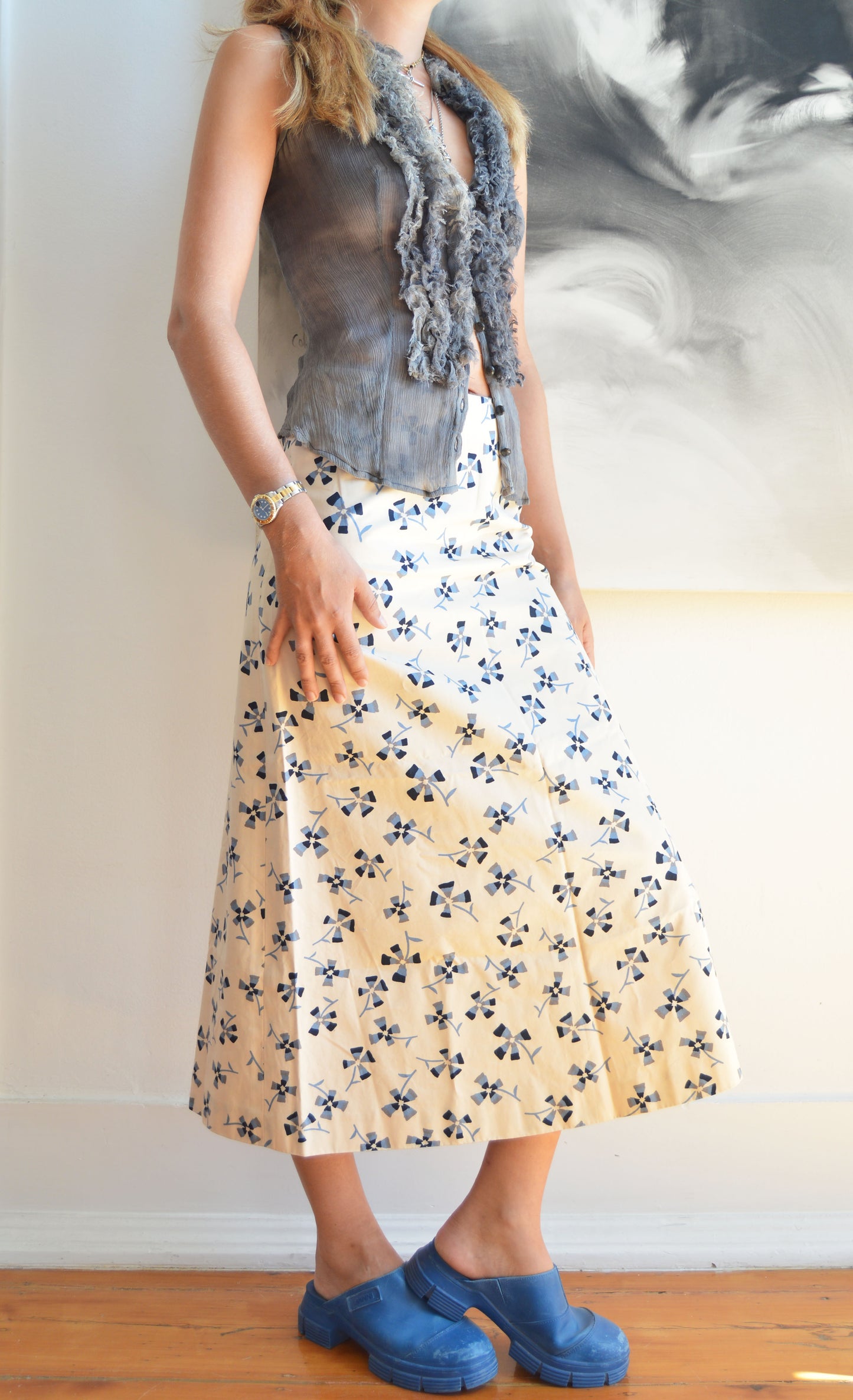vintage marni fw 2001 floral maxi skirt