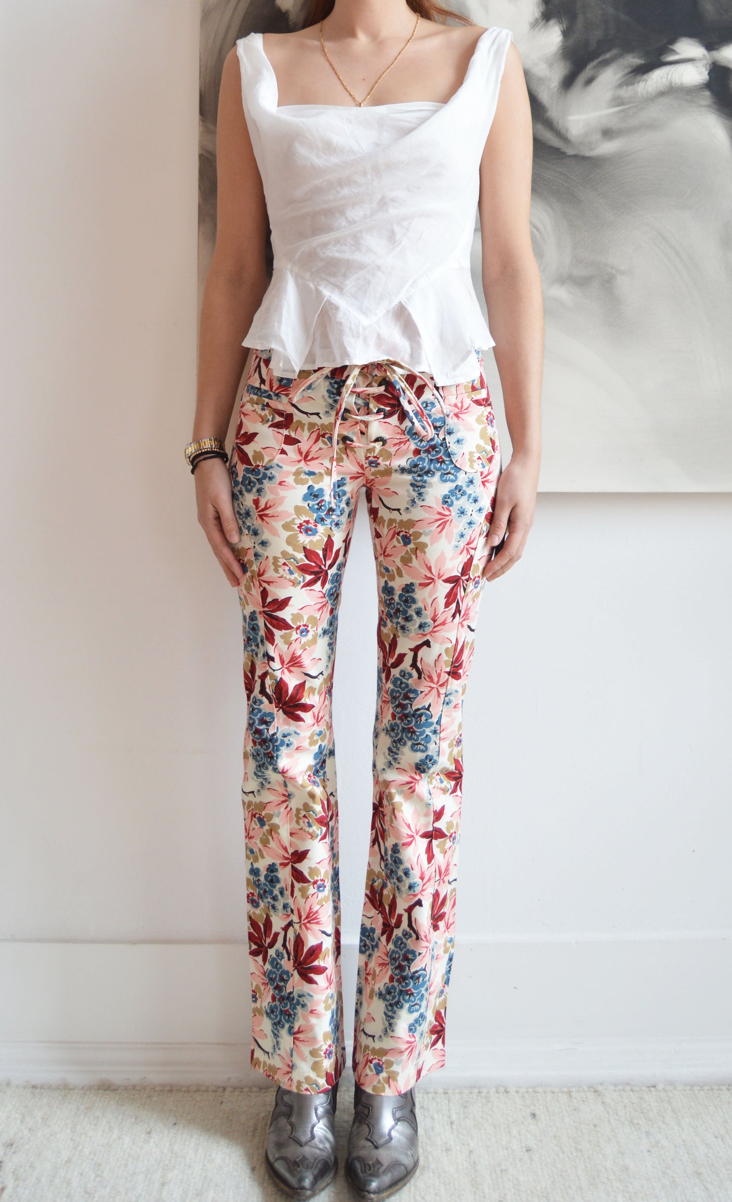 vintage marni s/s 2002 floral trousers