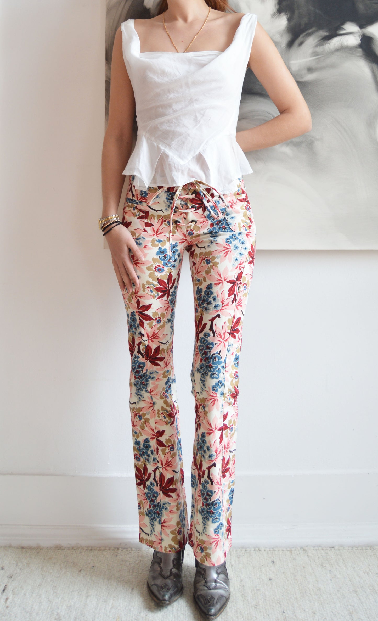 vintage marni s/s 2002 floral trousers
