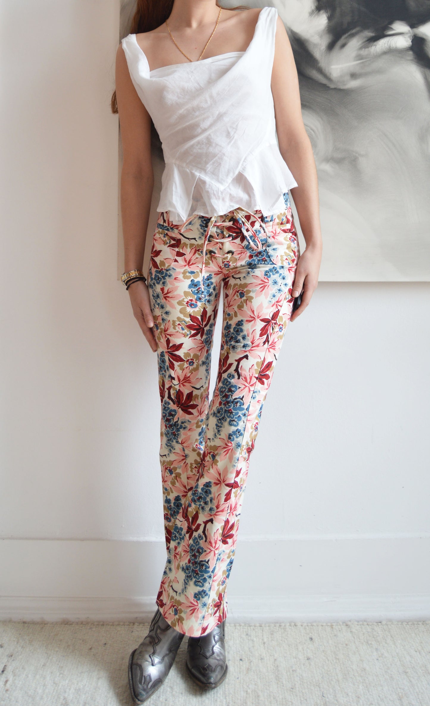 vintage marni s/s 2002 floral trousers
