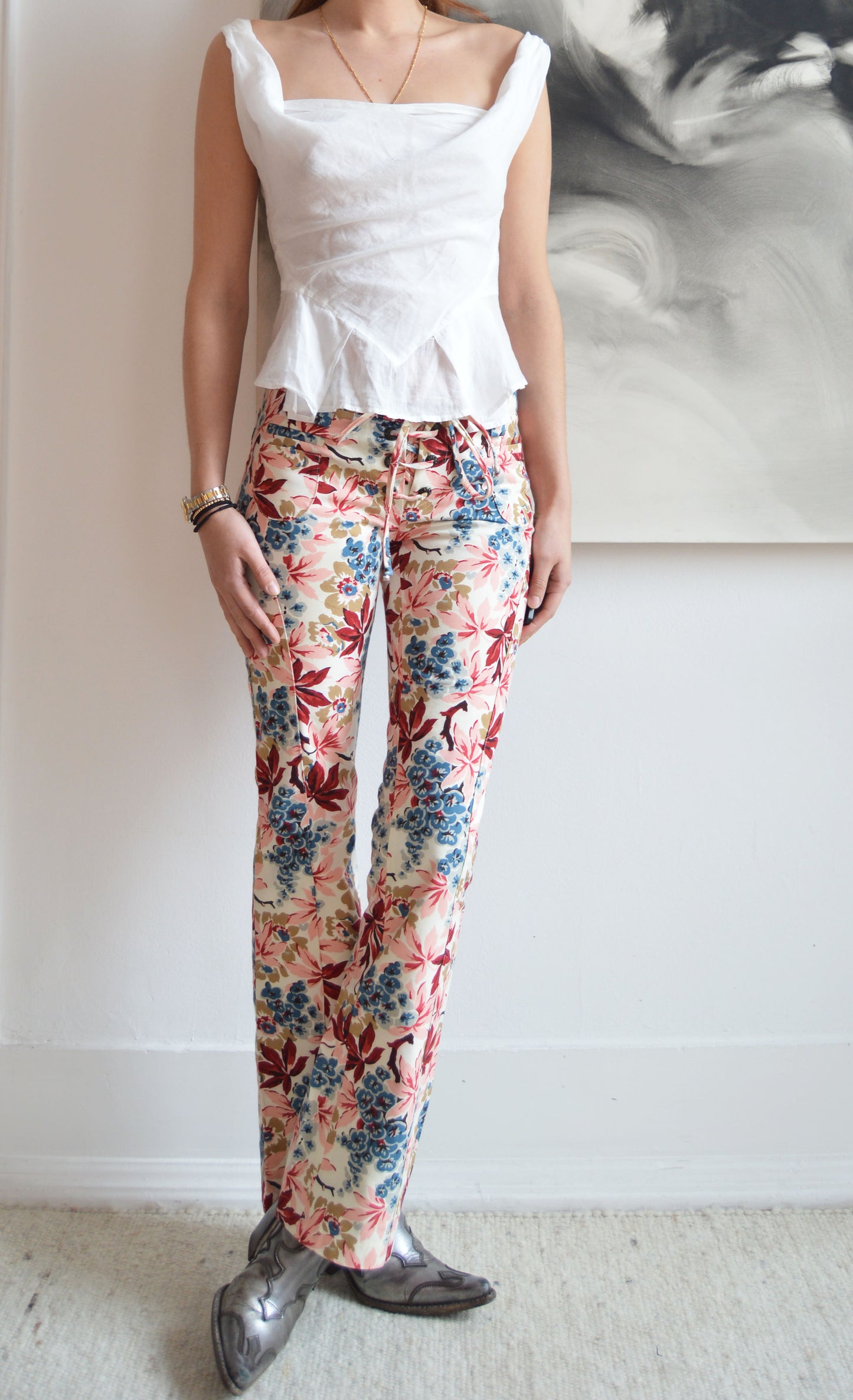 vintage marni s/s 2002 floral trousers