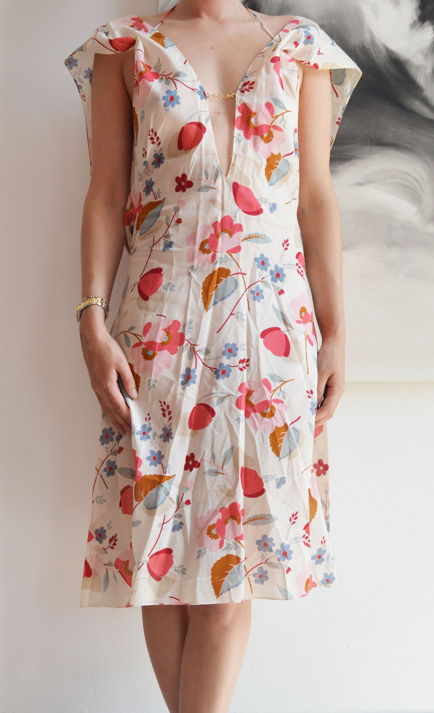 vintage marni ss 2003 backless floral cotton dress