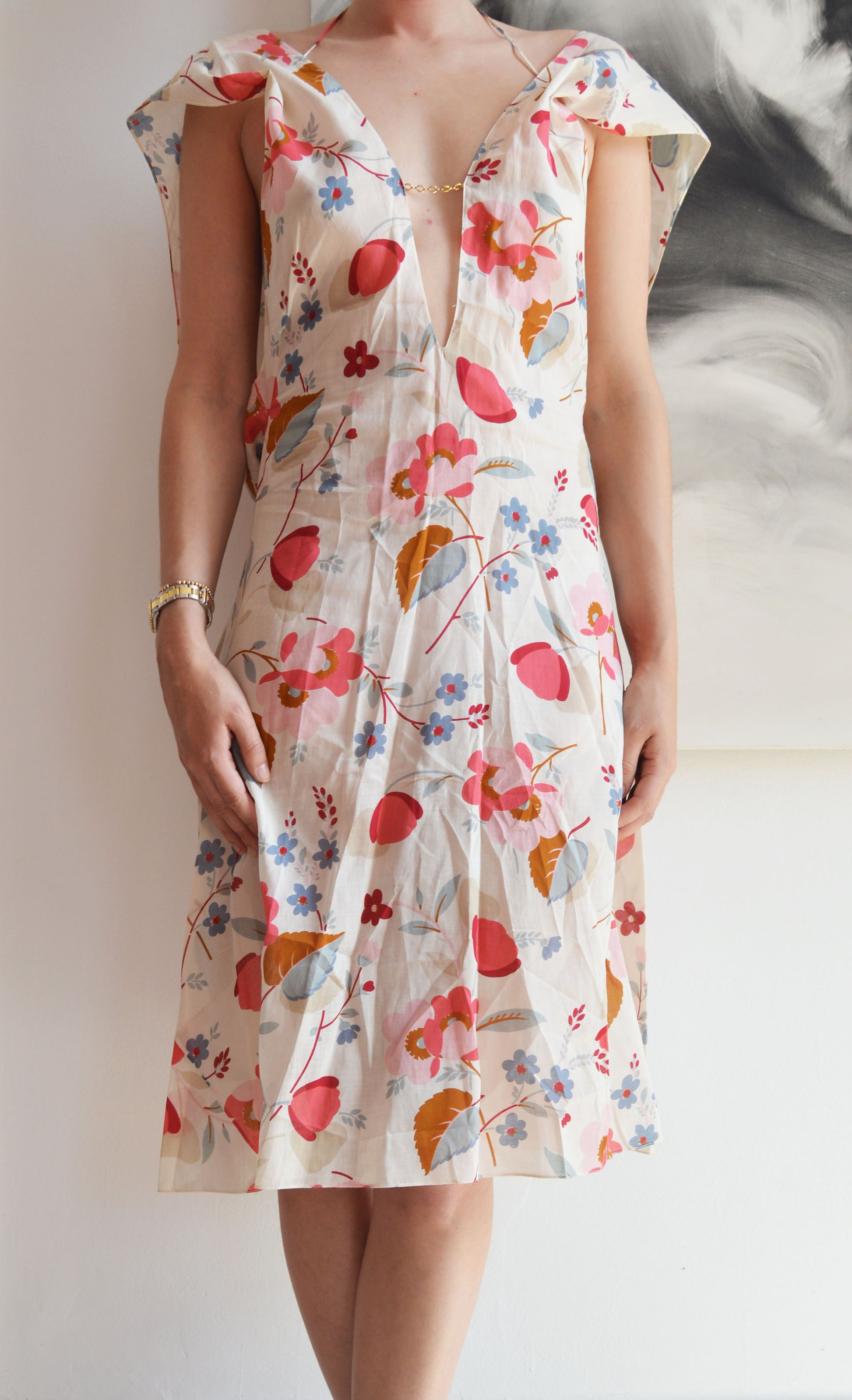 vintage marni ss 2003 backless floral cotton dress