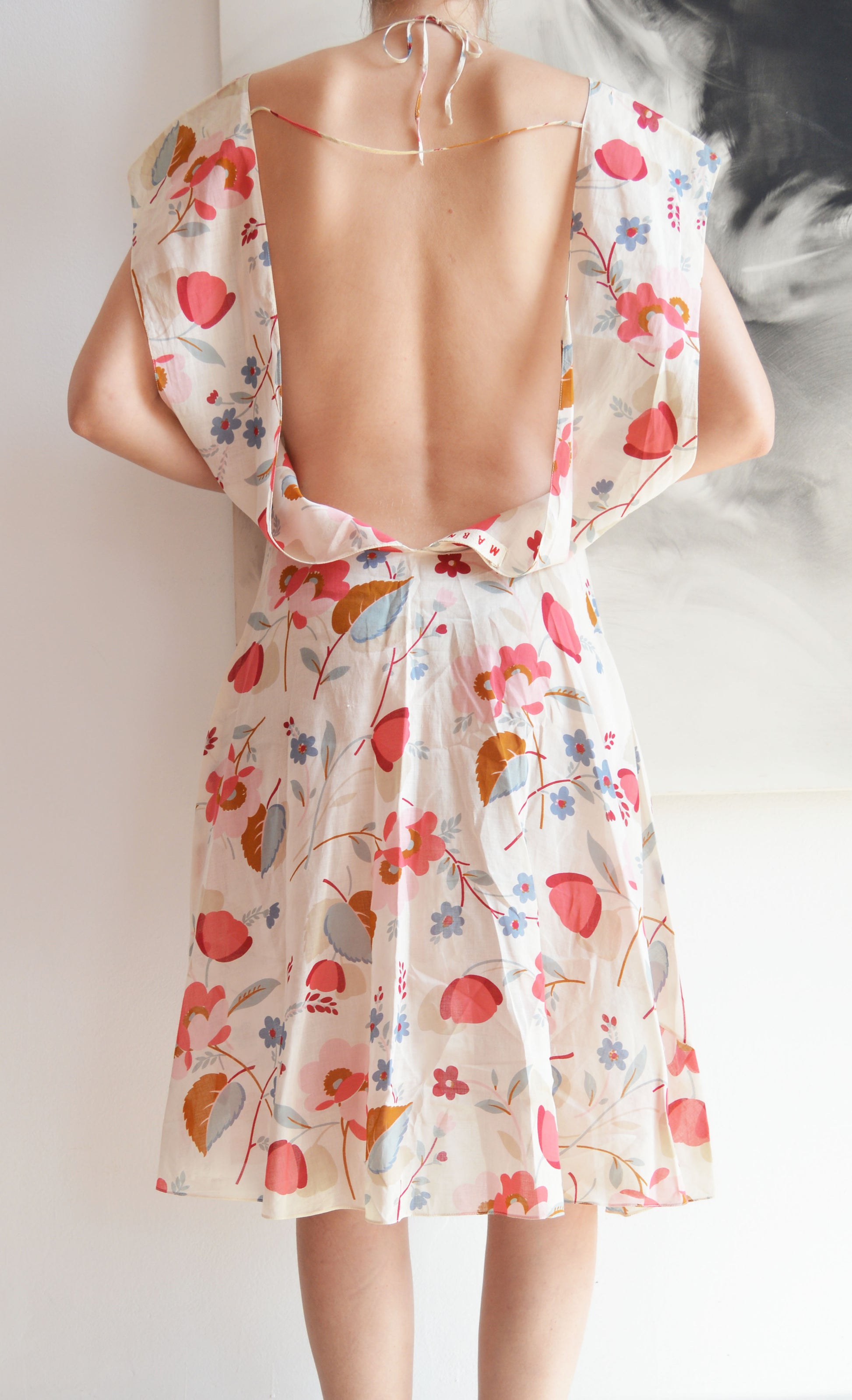 vintage marni ss 2003 backless floral cotton dress