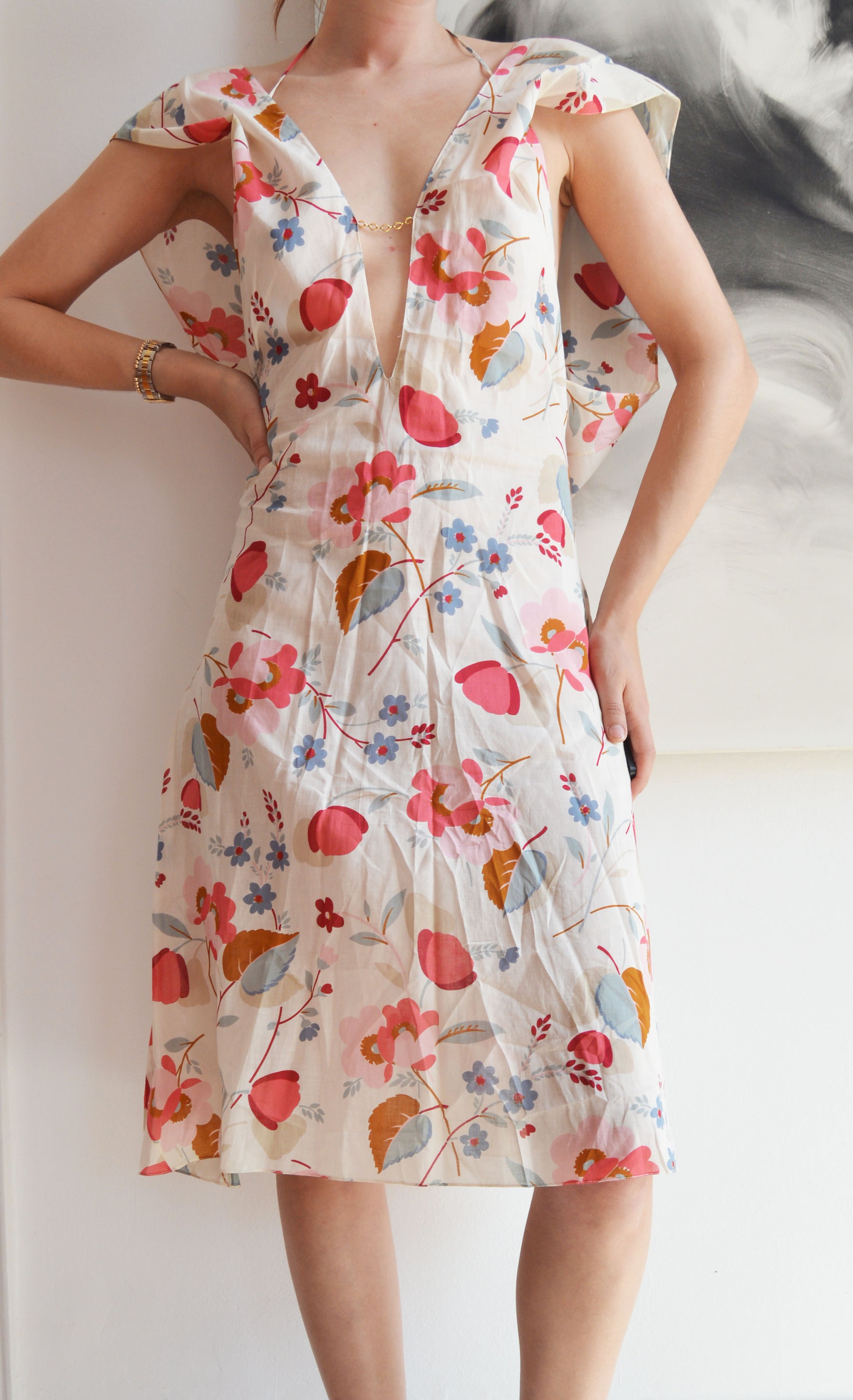 vintage marni ss 2003 backless floral cotton dress