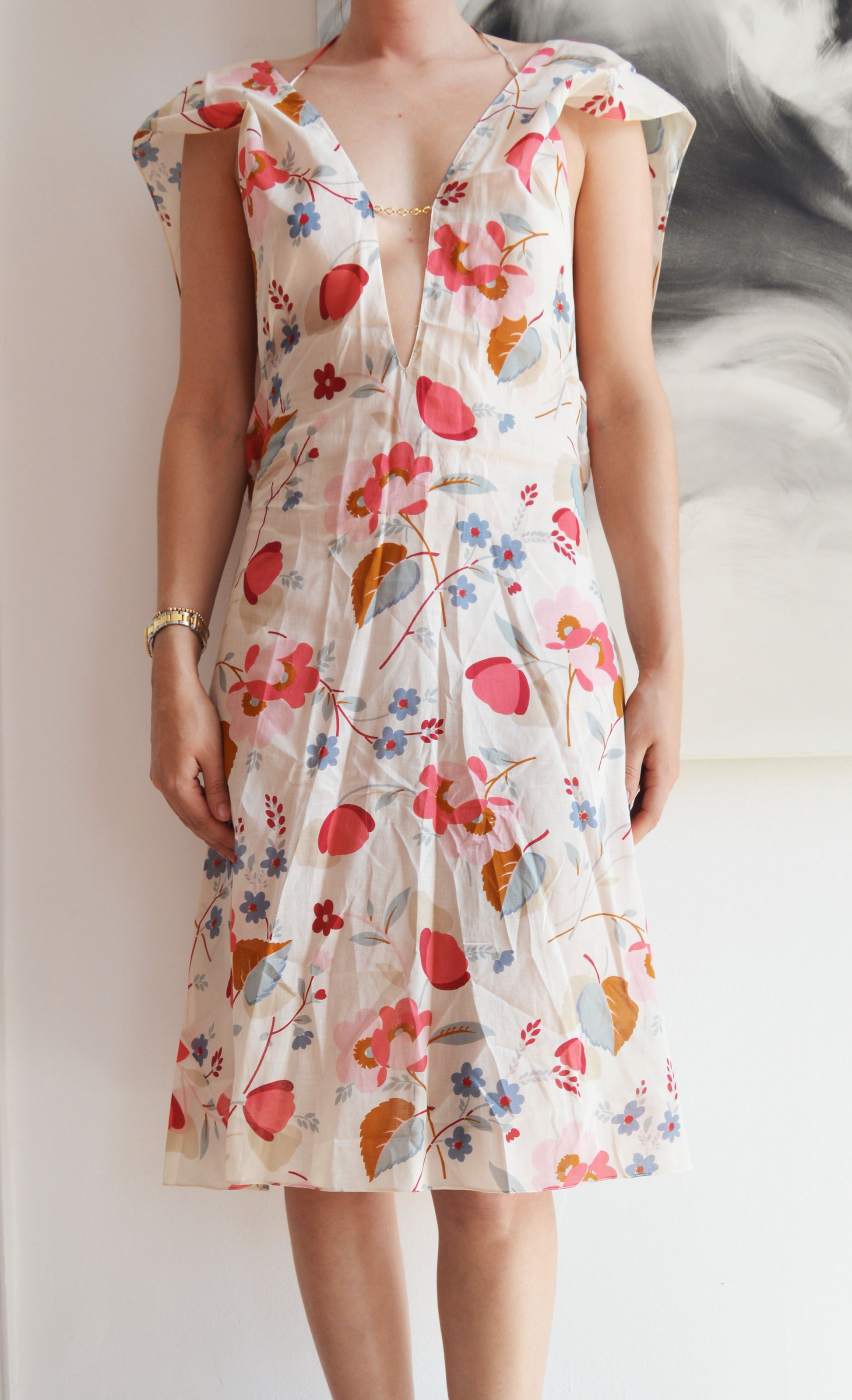 vintage marni ss 2003 backless floral cotton dress