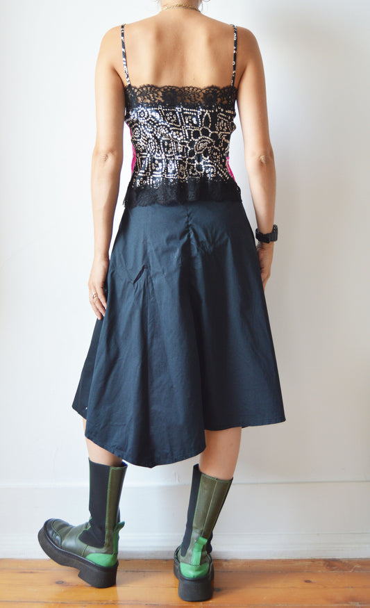 Vintage Miu Miu Black Midi Skirt with Studs