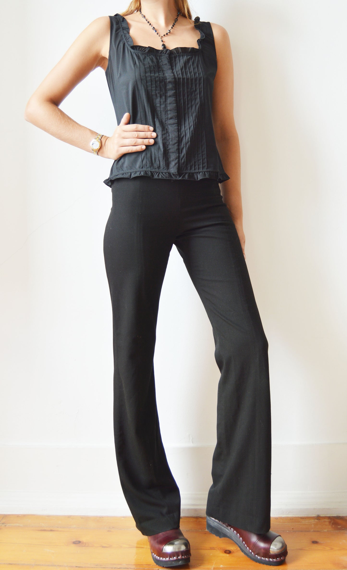 Vintage Miu Miu S/S 1997 Black Cotton Blouse
