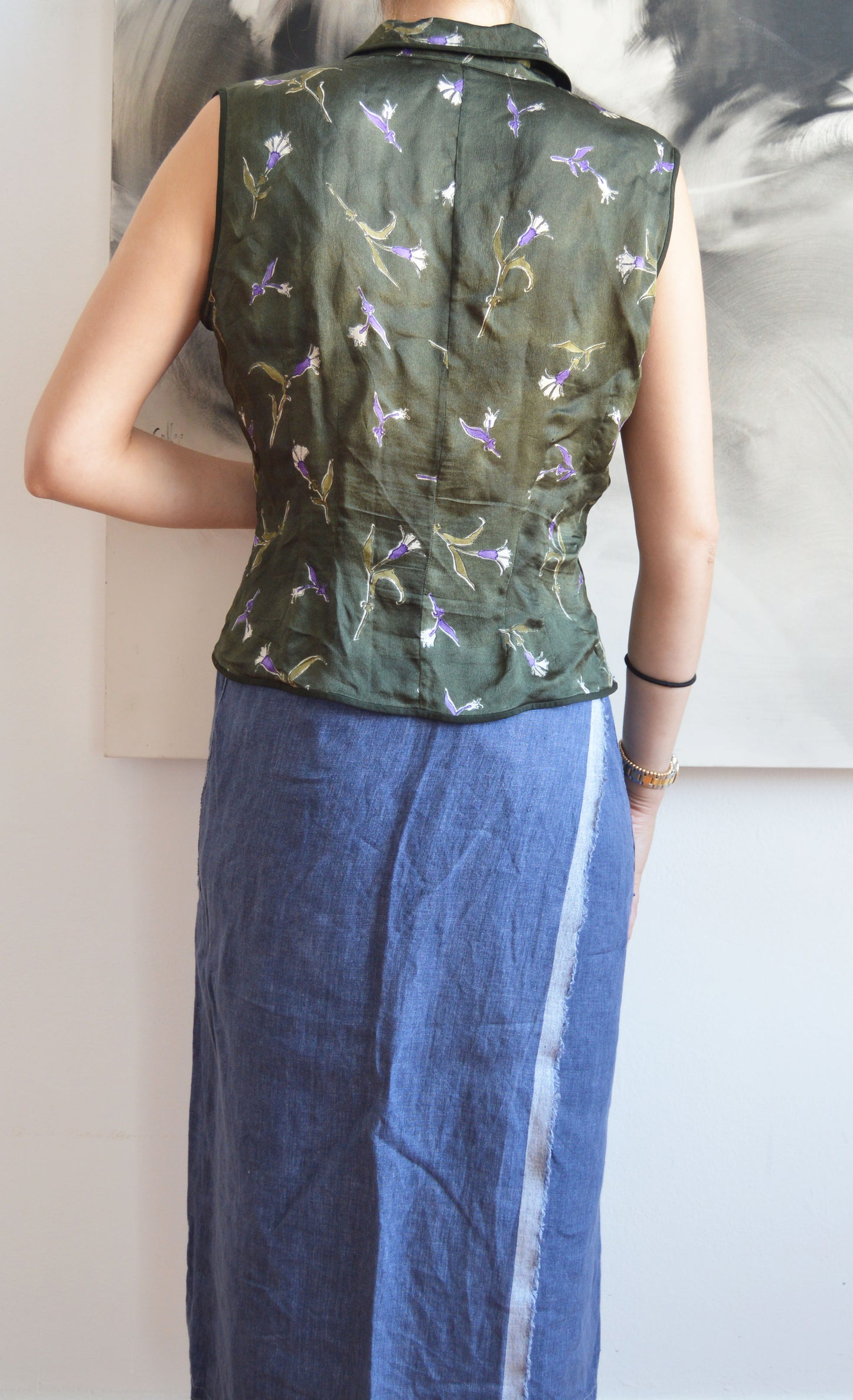 vintage prada fw 1997 silk floral blouse