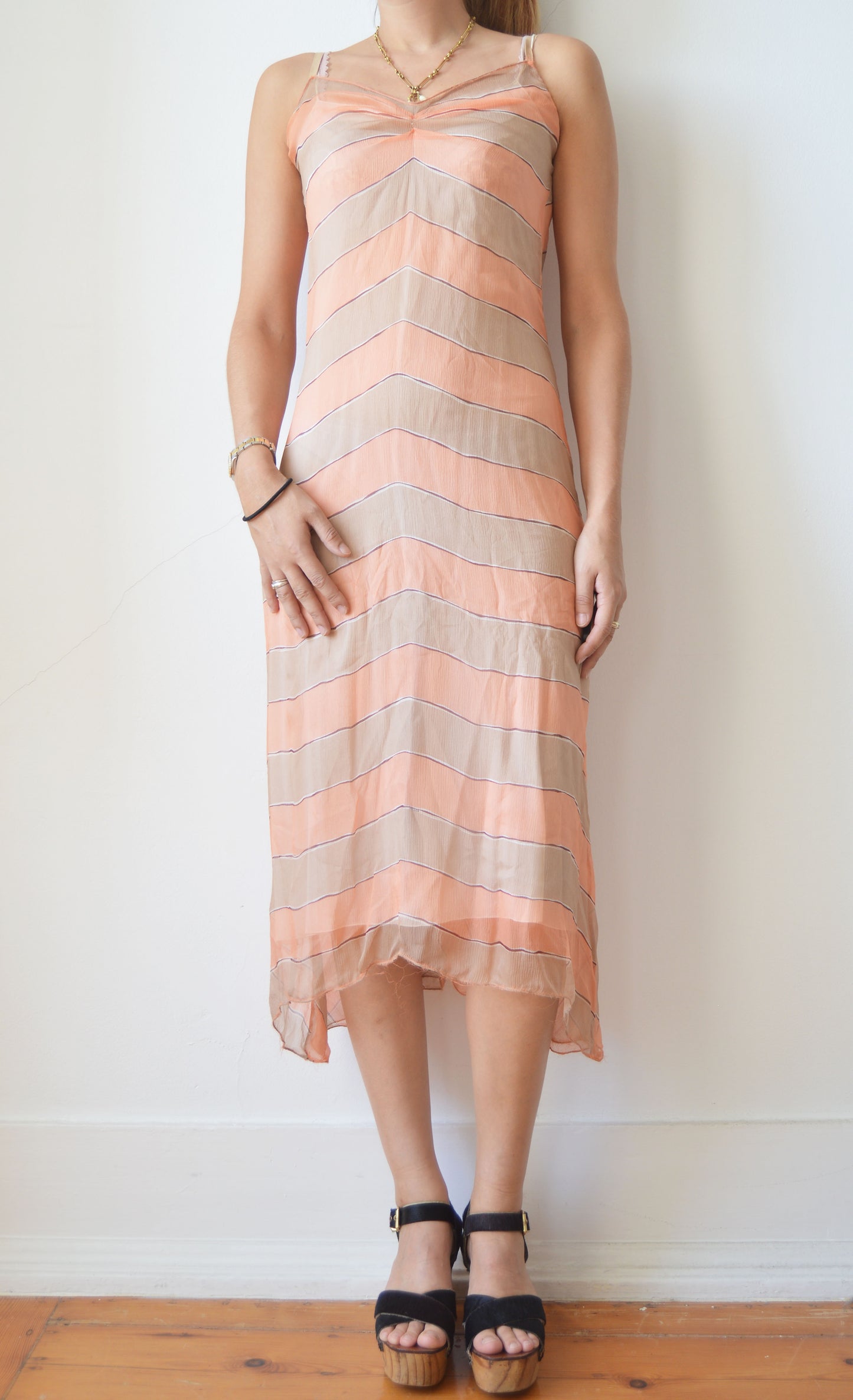 vintage prada fw 2000 orange silk striped dress