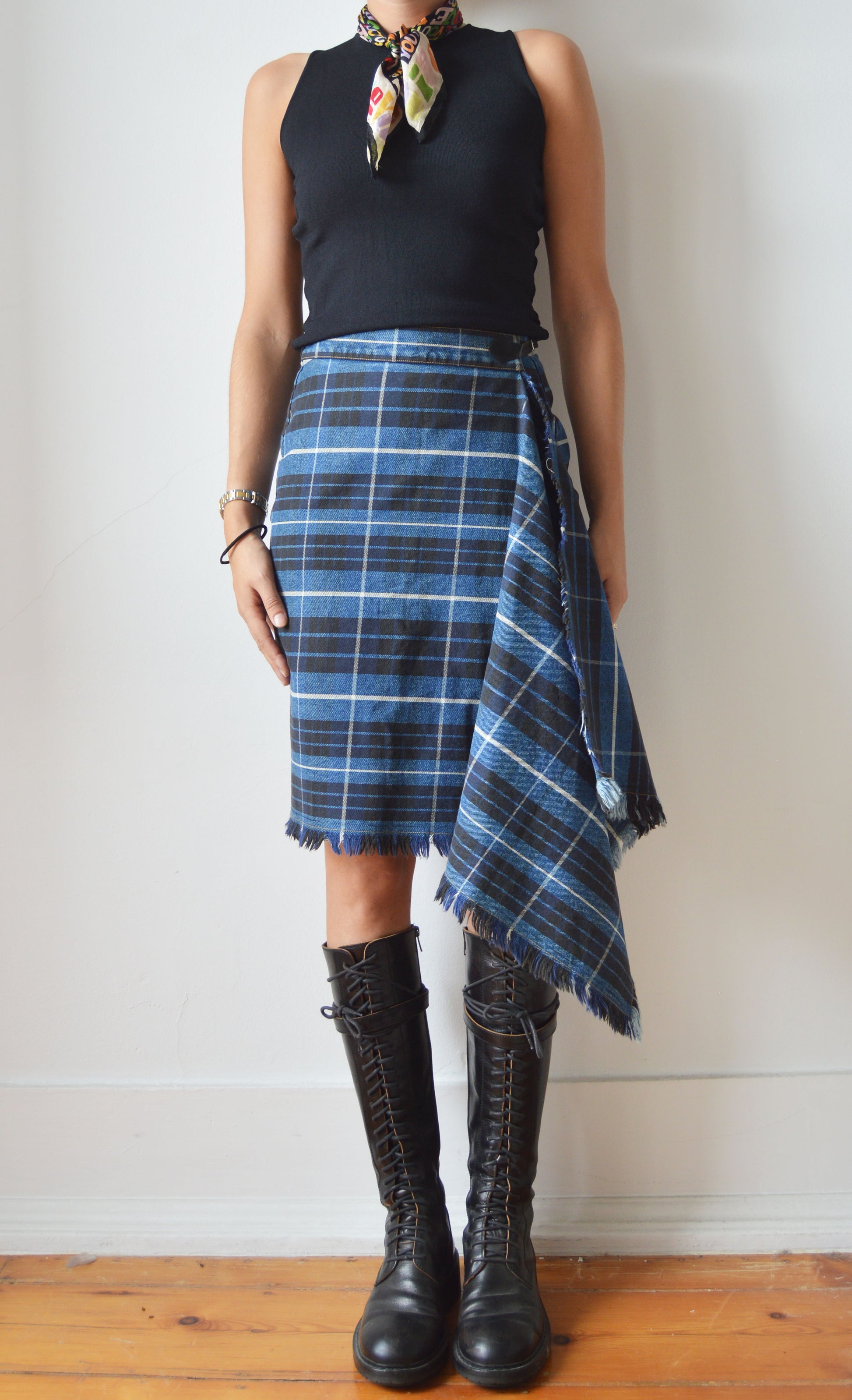 Vintage Vivienne Westwood Anglomania F/W 1998 Blue Tartan Skirt