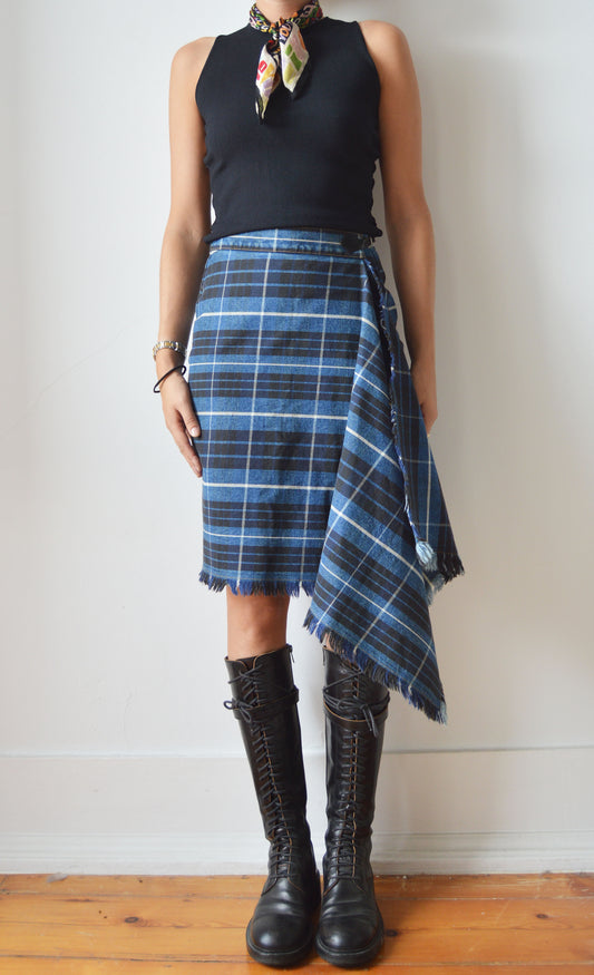 Vintage Vivienne Westwood Anglomania F/W 1998 Blue Tartan Skirt