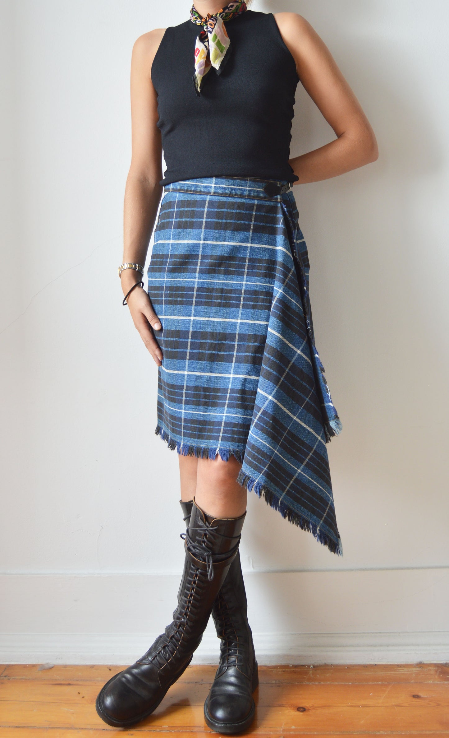 Vintage Vivienne Westwood Anglomania F/W 1998 Blue Tartan Skirt