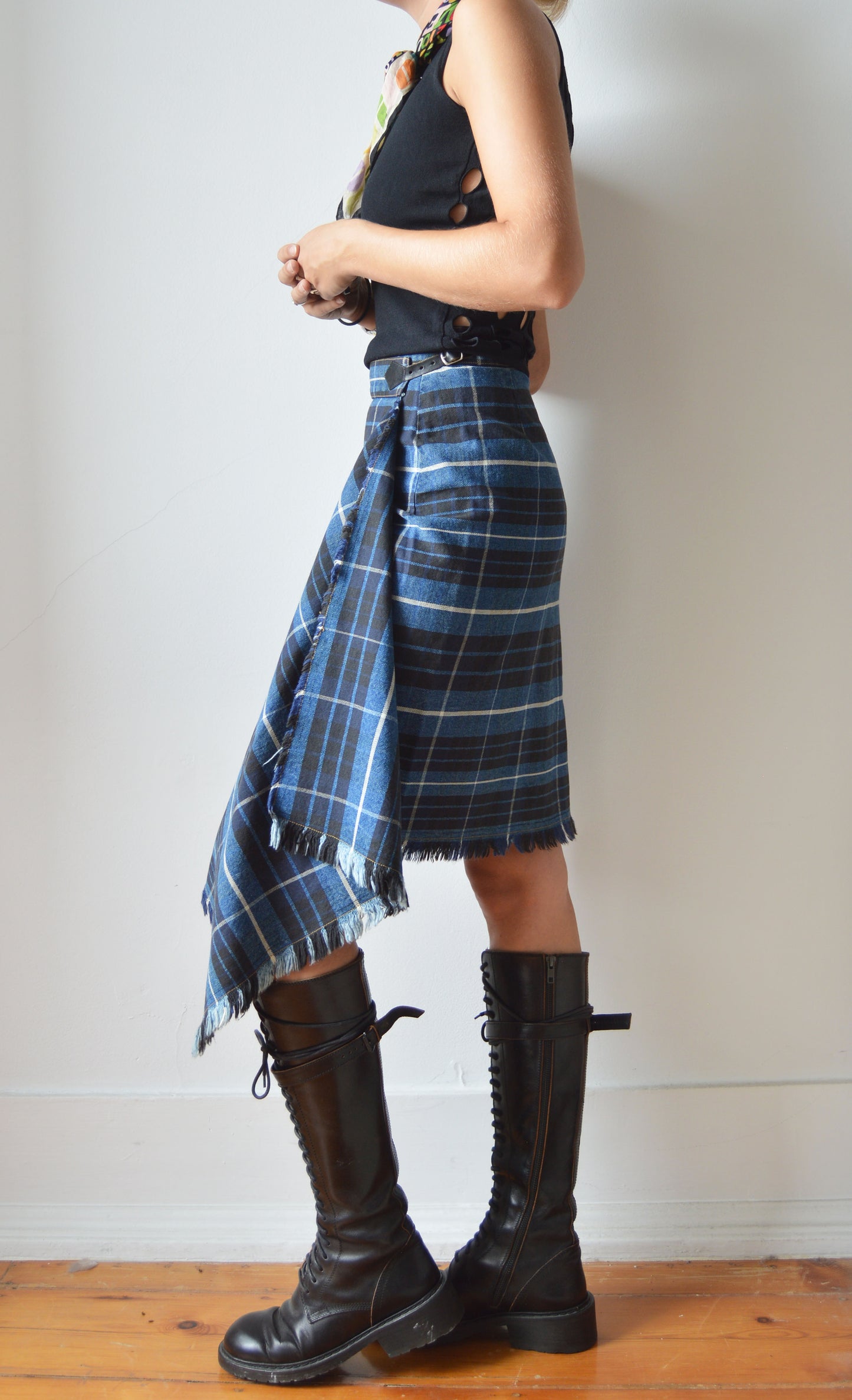 Vintage Vivienne Westwood Anglomania F/W 1998 Blue Tartan Skirt