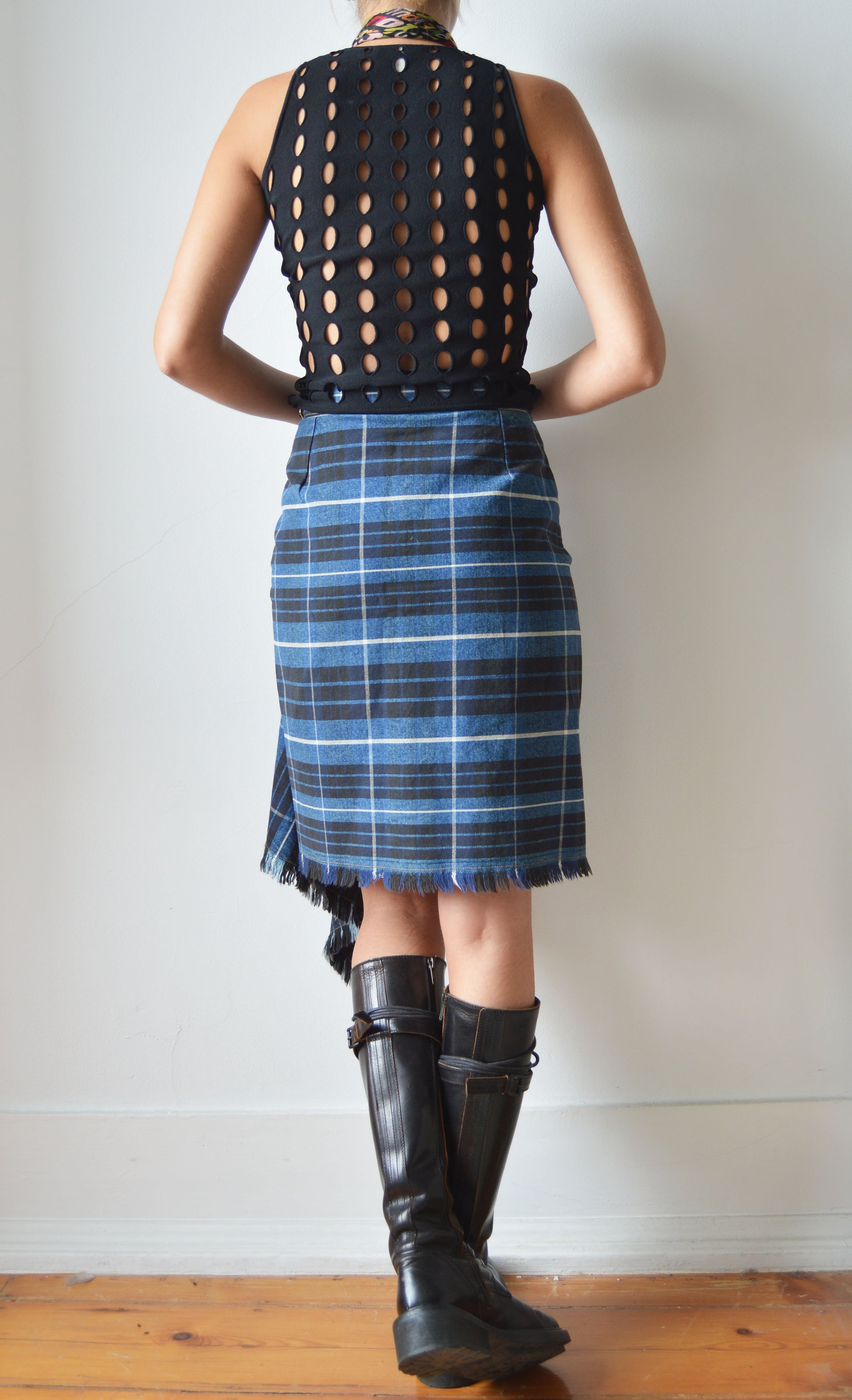 Vintage Vivienne Westwood Anglomania F/W 1998 Blue Tartan Skirt