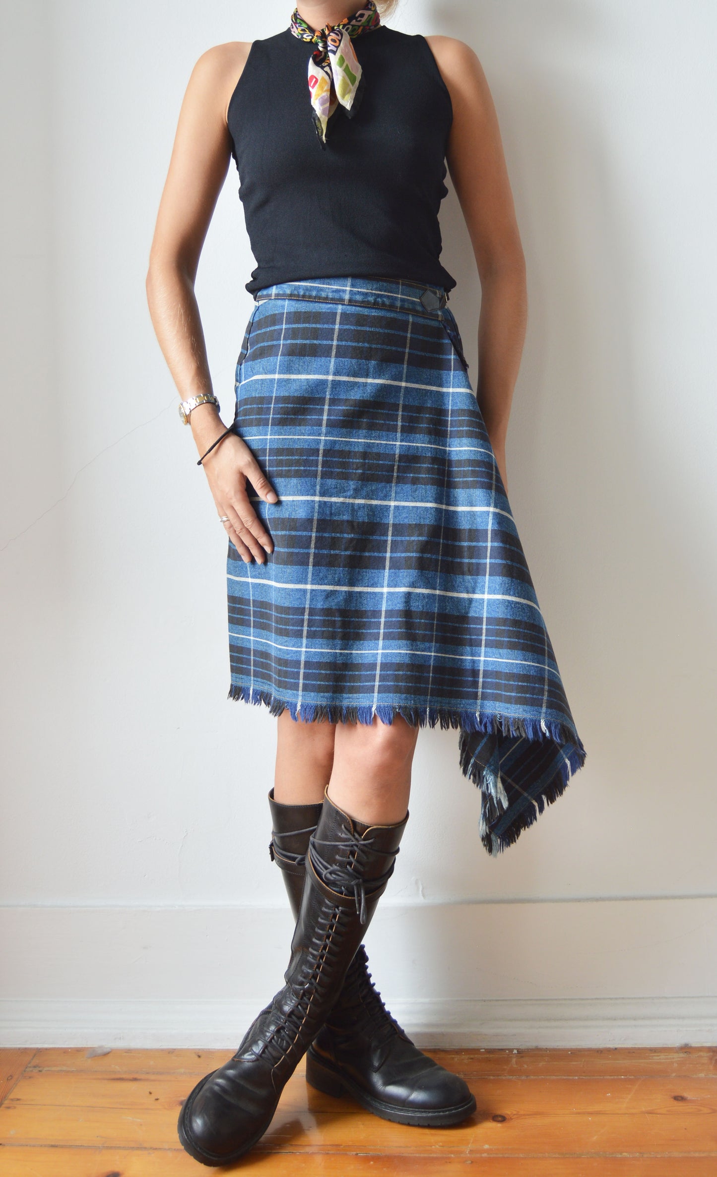 Vintage Vivienne Westwood Anglomania F/W 1998 Blue Tartan Skirt