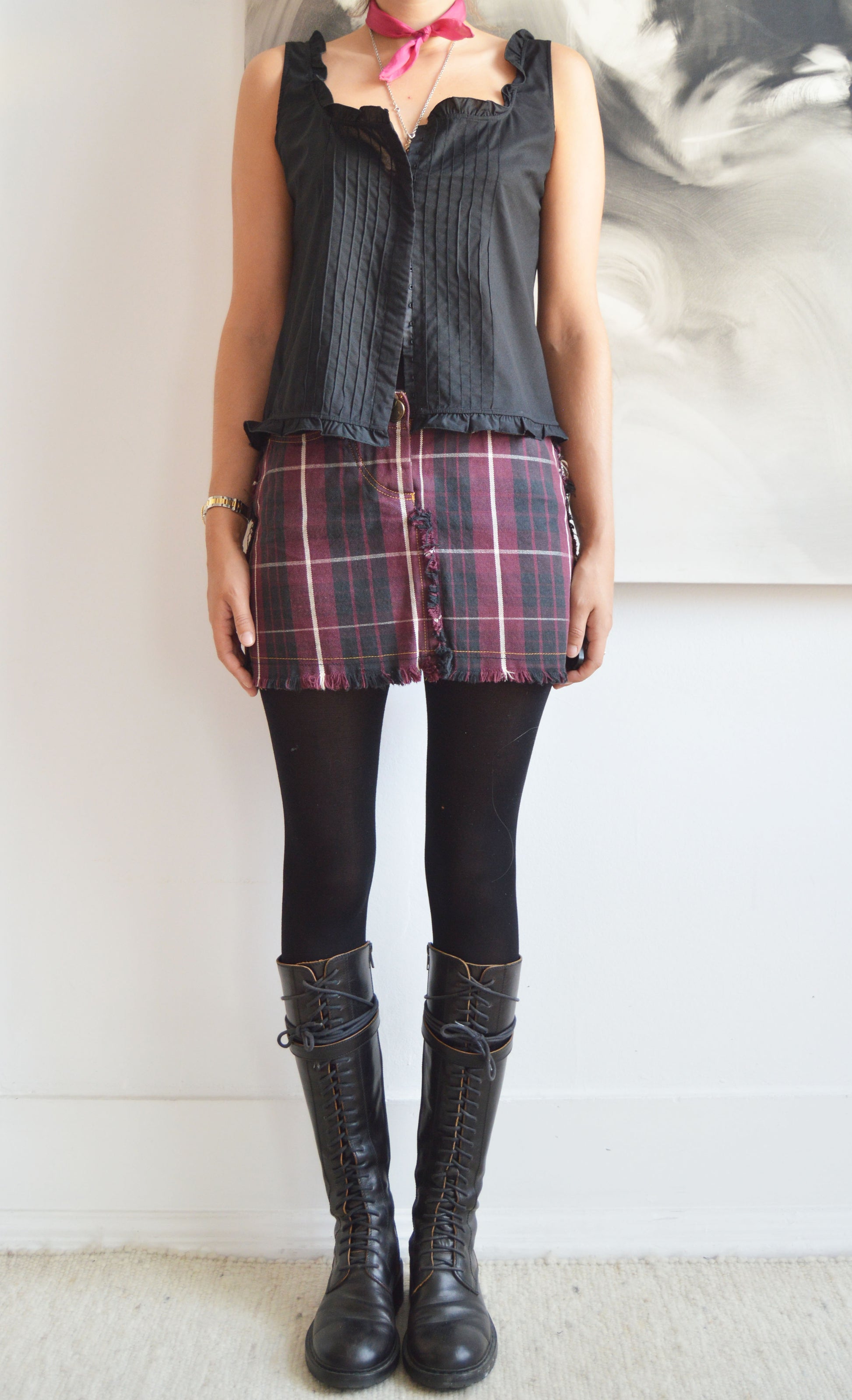 vintage VIVIENNE WESTWOOD anglomania fw 1998 red tartan mini skirt
