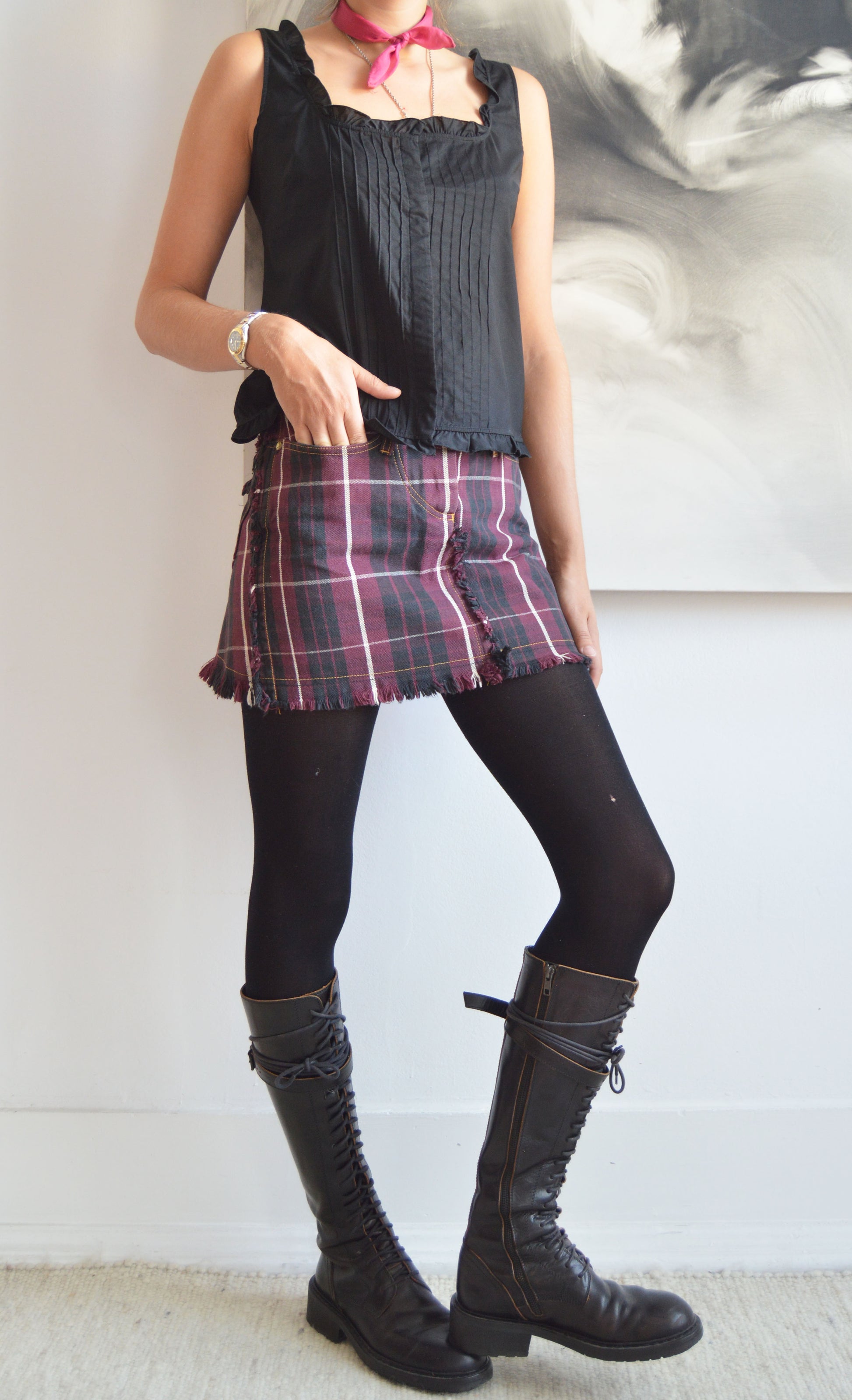 vintage VIVIENNE WESTWOOD anglomania fw 1998 red tartan mini skirt