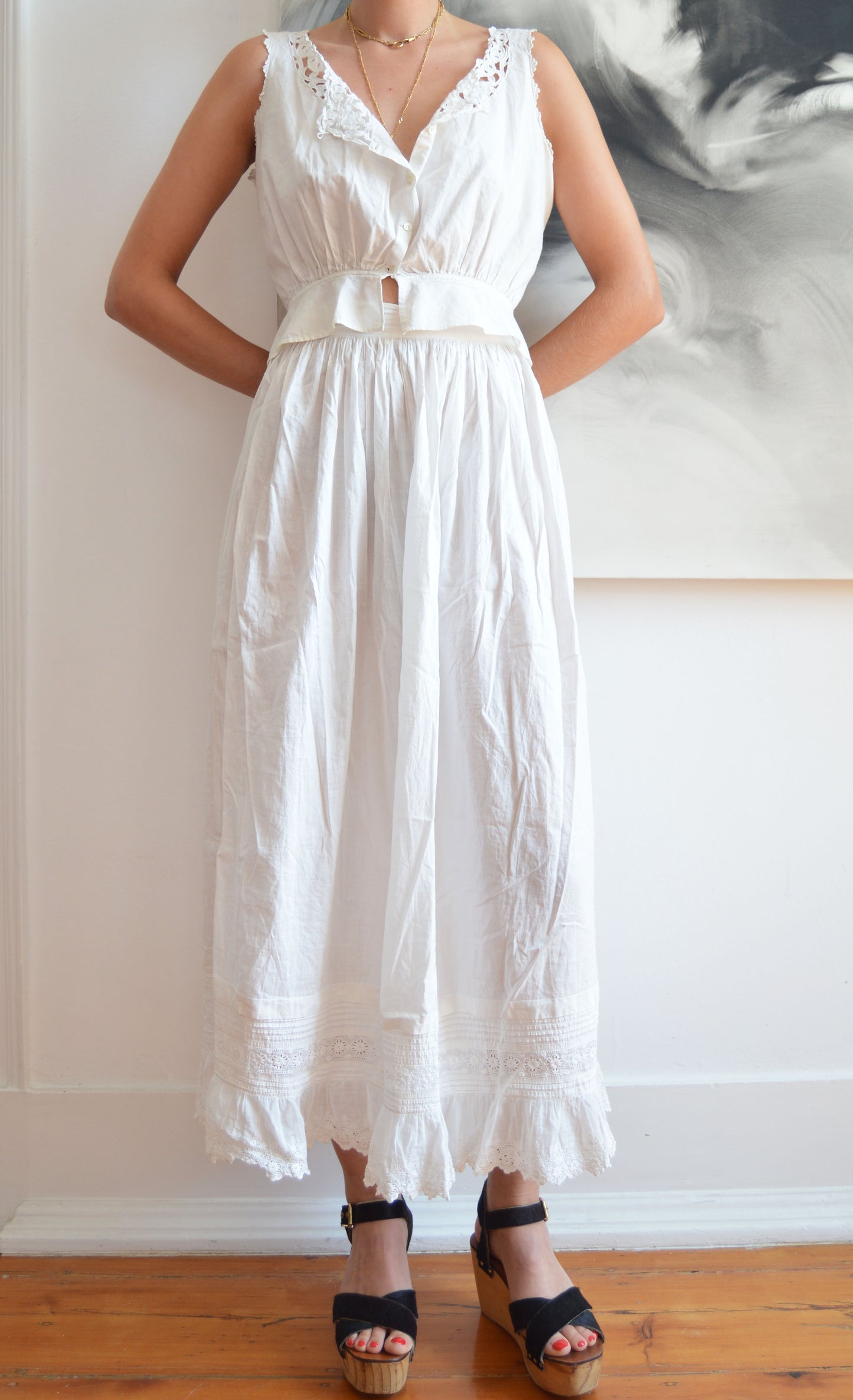 vintage white lace cotton blouse