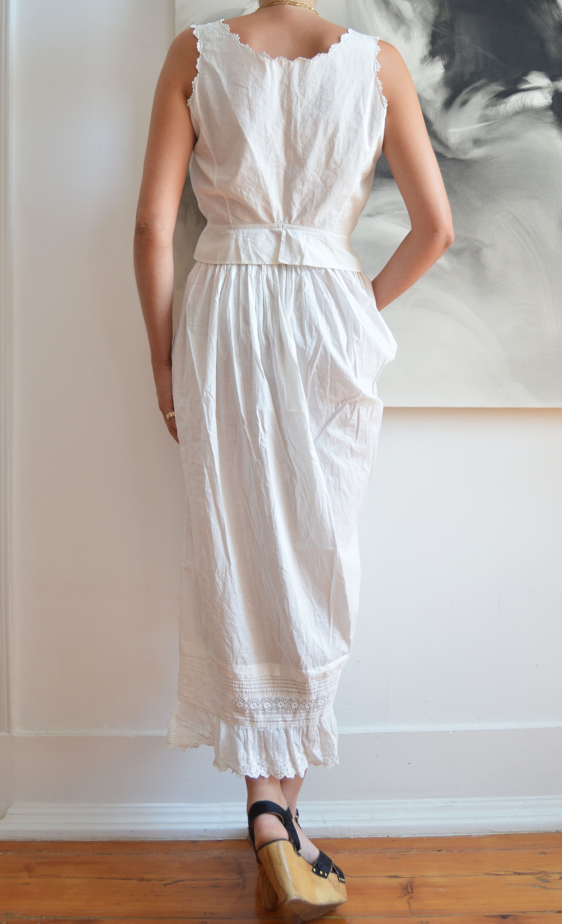 vintage white lace cotton blouse
