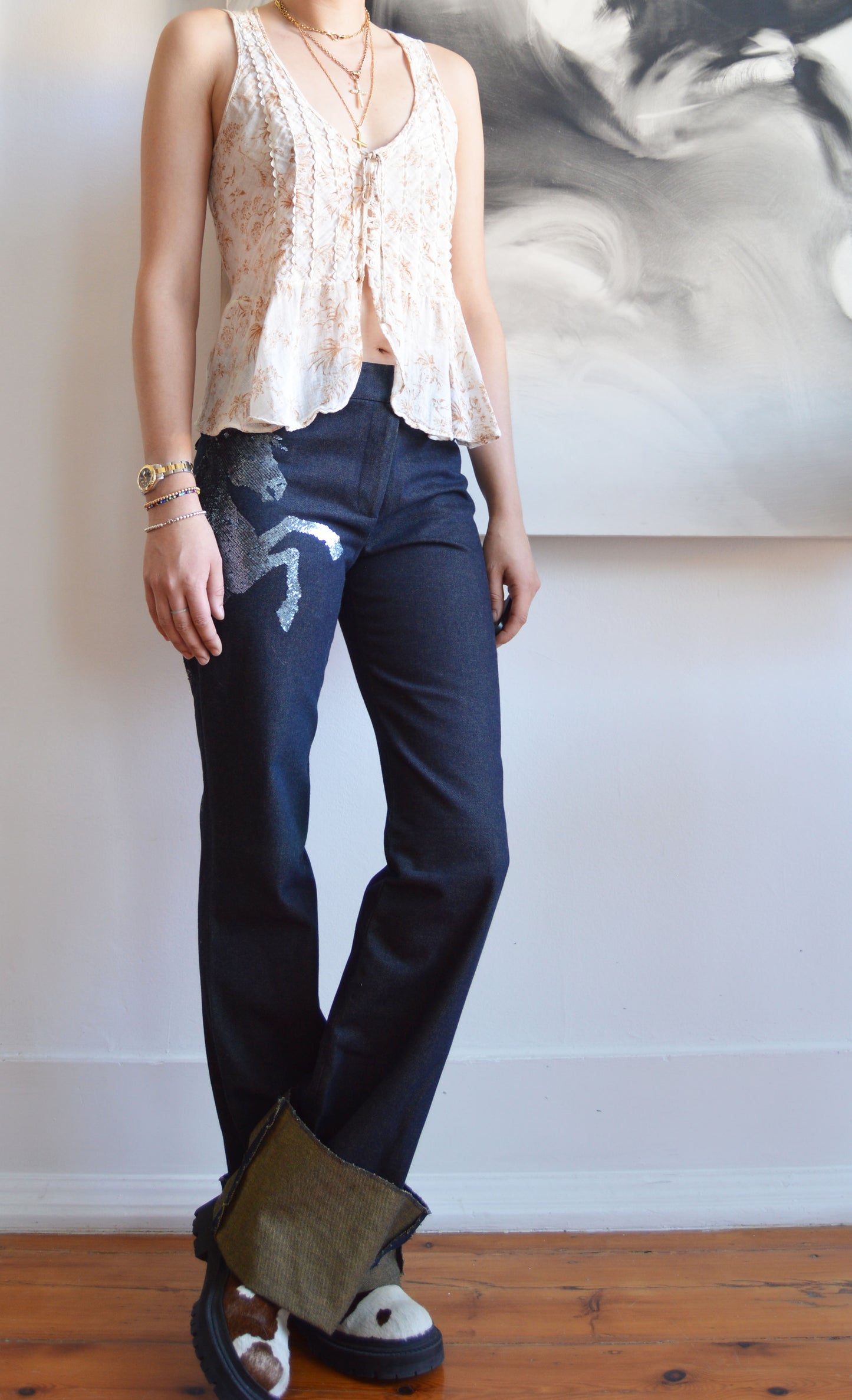 Vintage Chloé S/S 2001 Horse Sequin Jeans