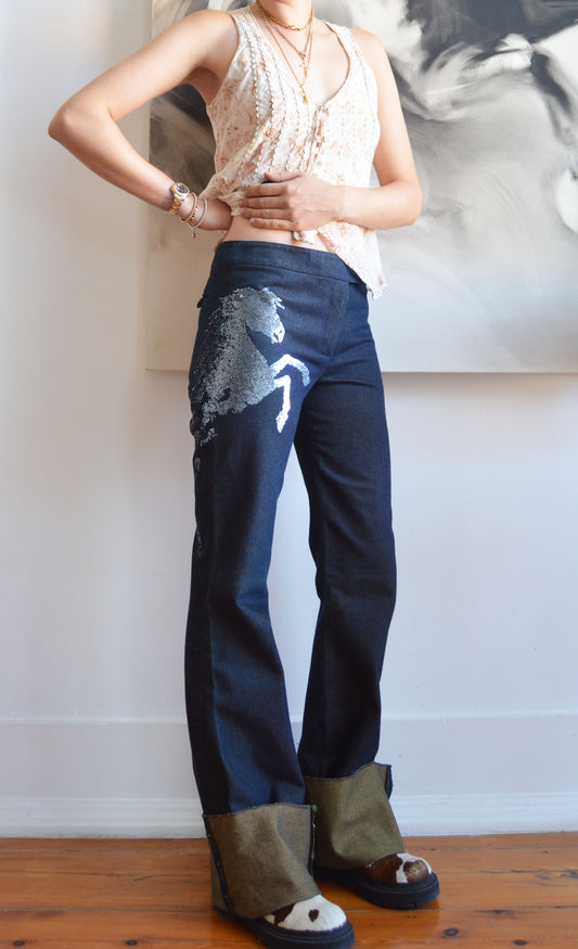 Vintage Chloé S/S 2001 Horse Sequin Jeans