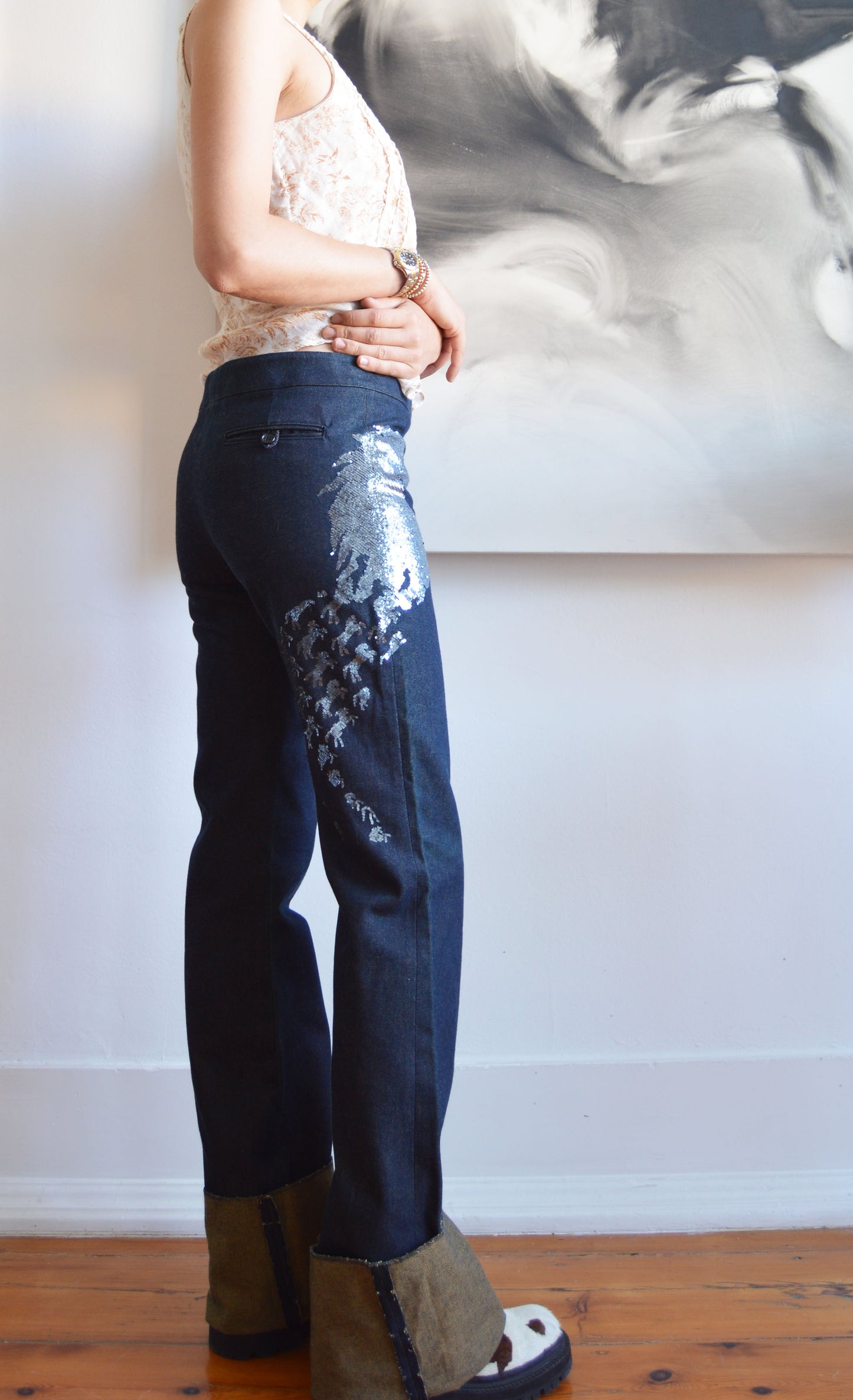 Vintage Chloé S/S 2001 Horse Sequin Jeans