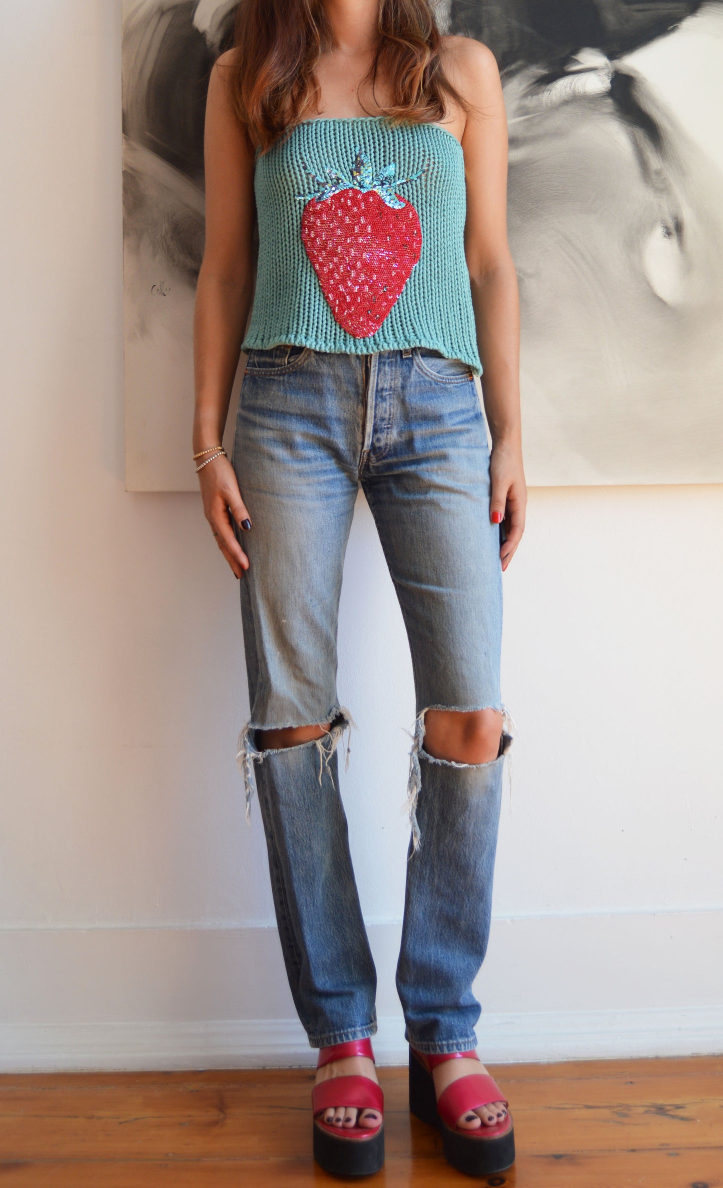 Vintage Chloé S/S 2001 Strawberry Knit Top