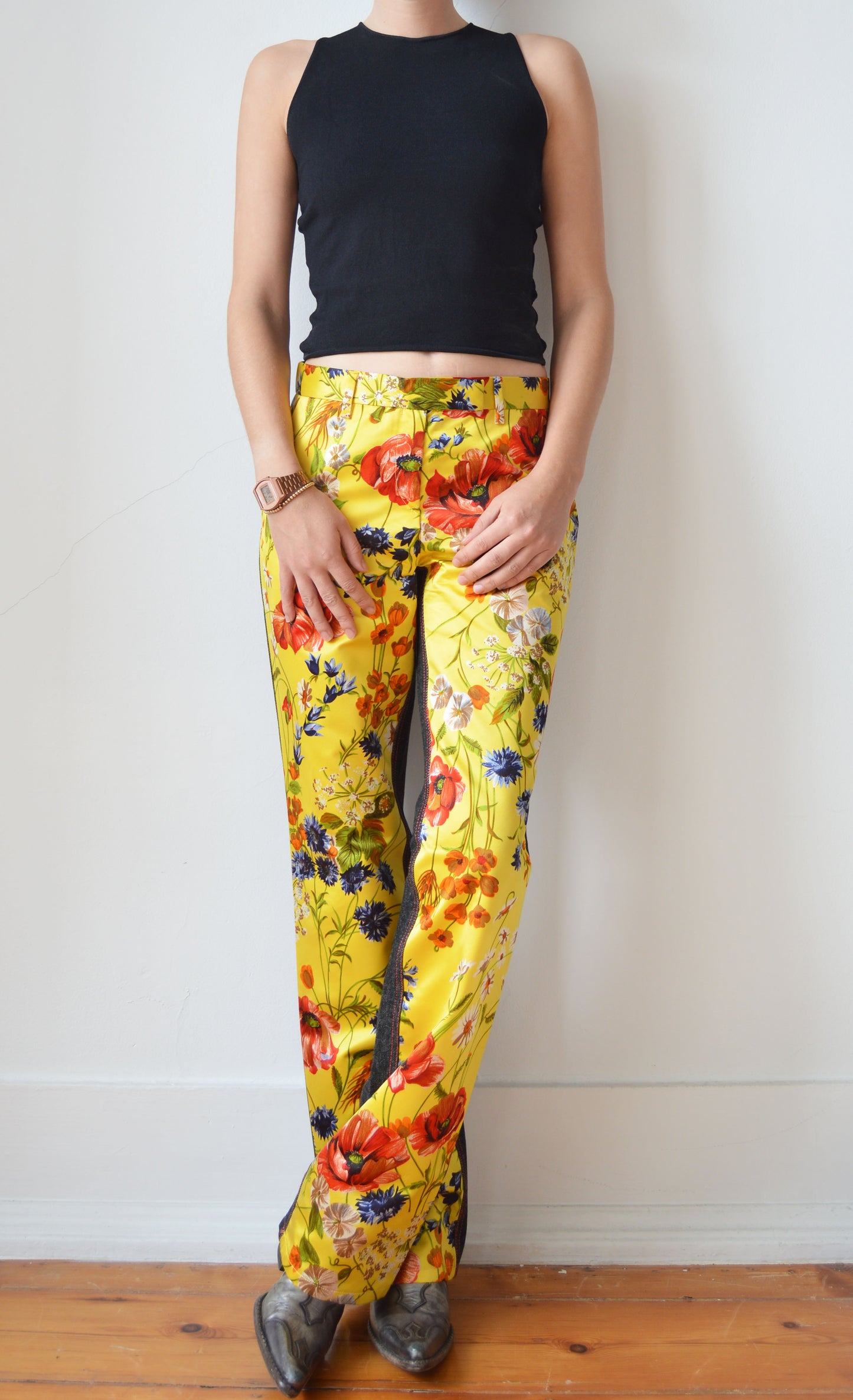 vintage dolce gabbana fw 1999 silk floral trousers