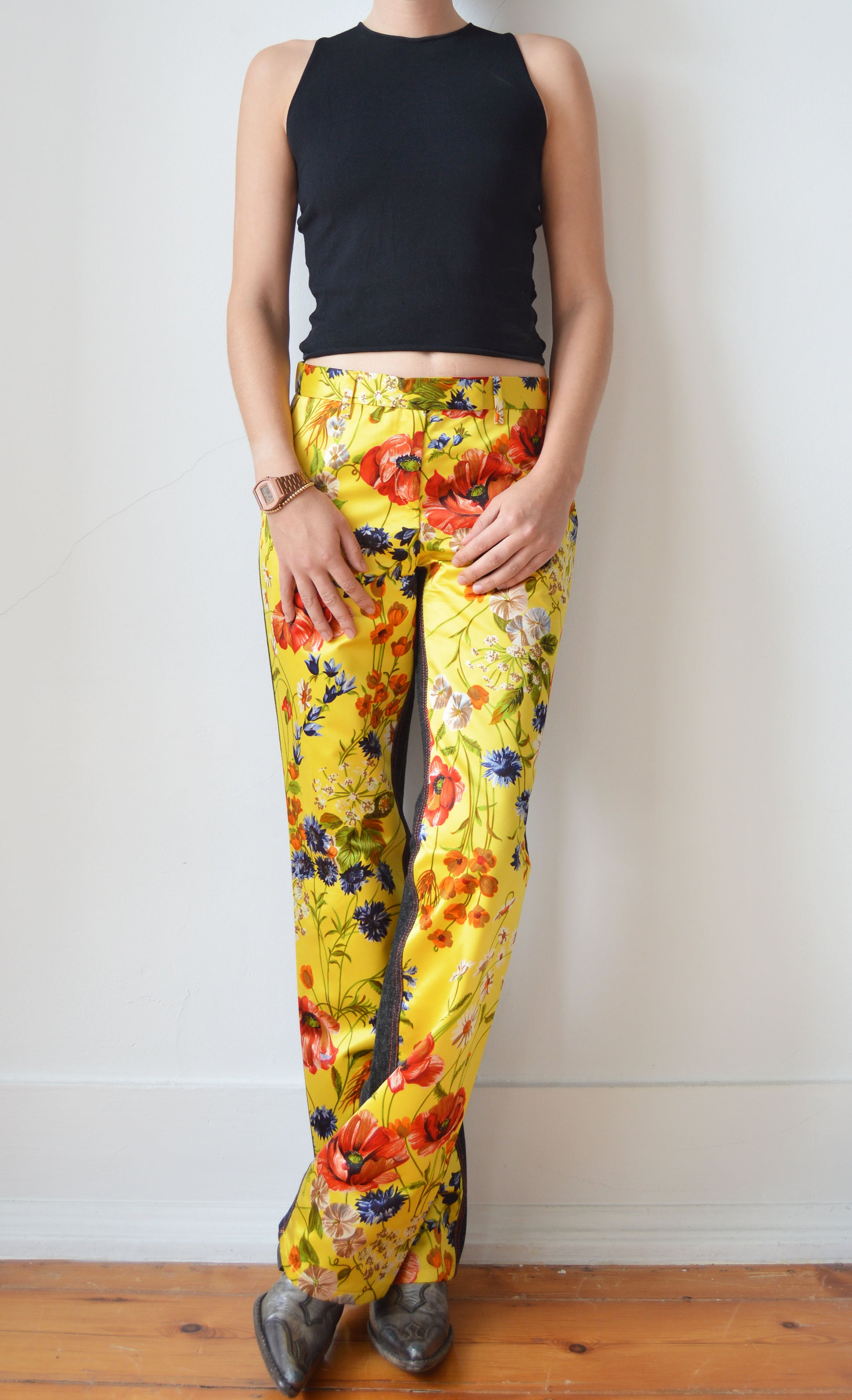 vintage dolce gabbana fw 1999 silk floral trousers