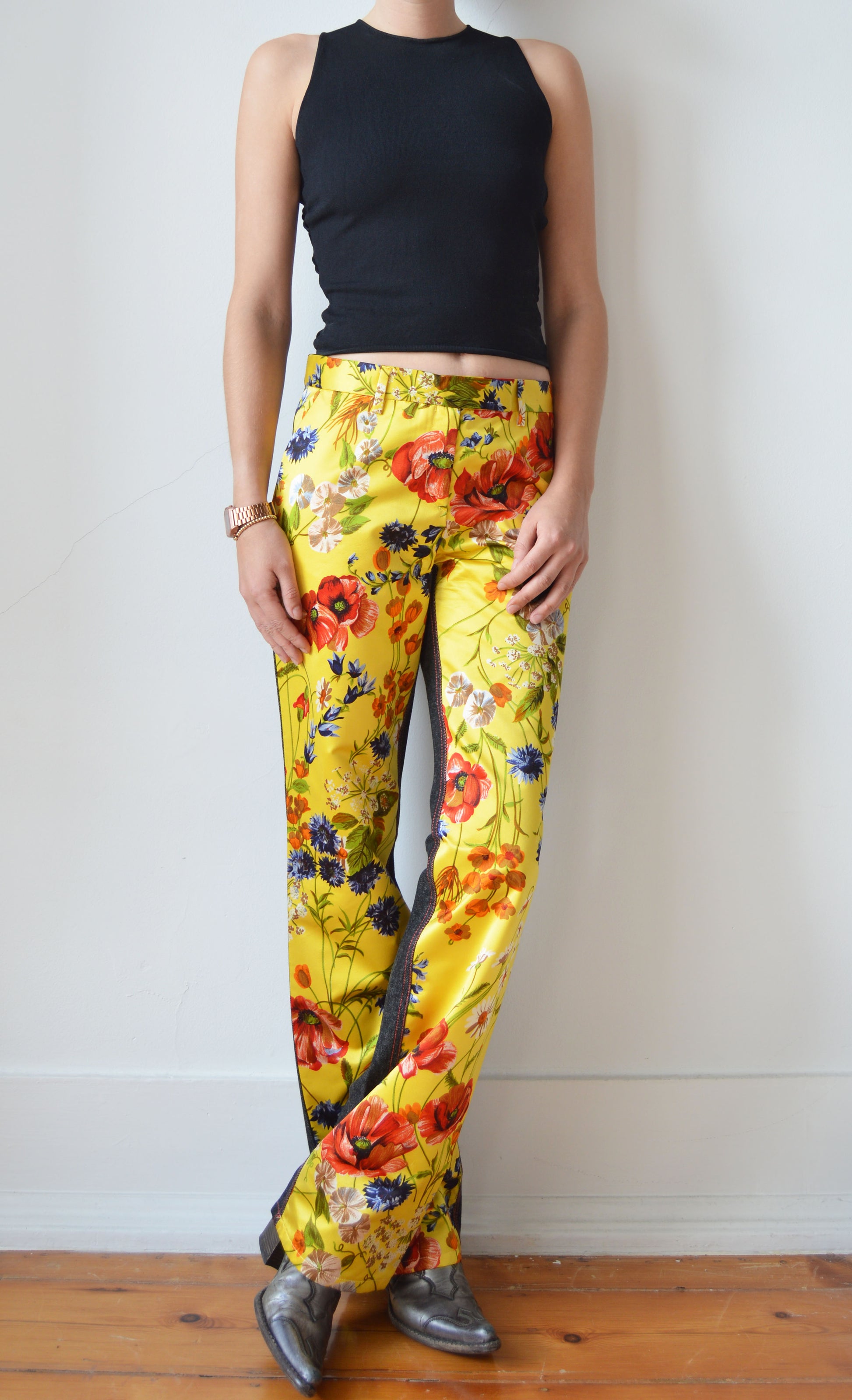 vintage dolce gabbana fw 1999 silk floral trousers