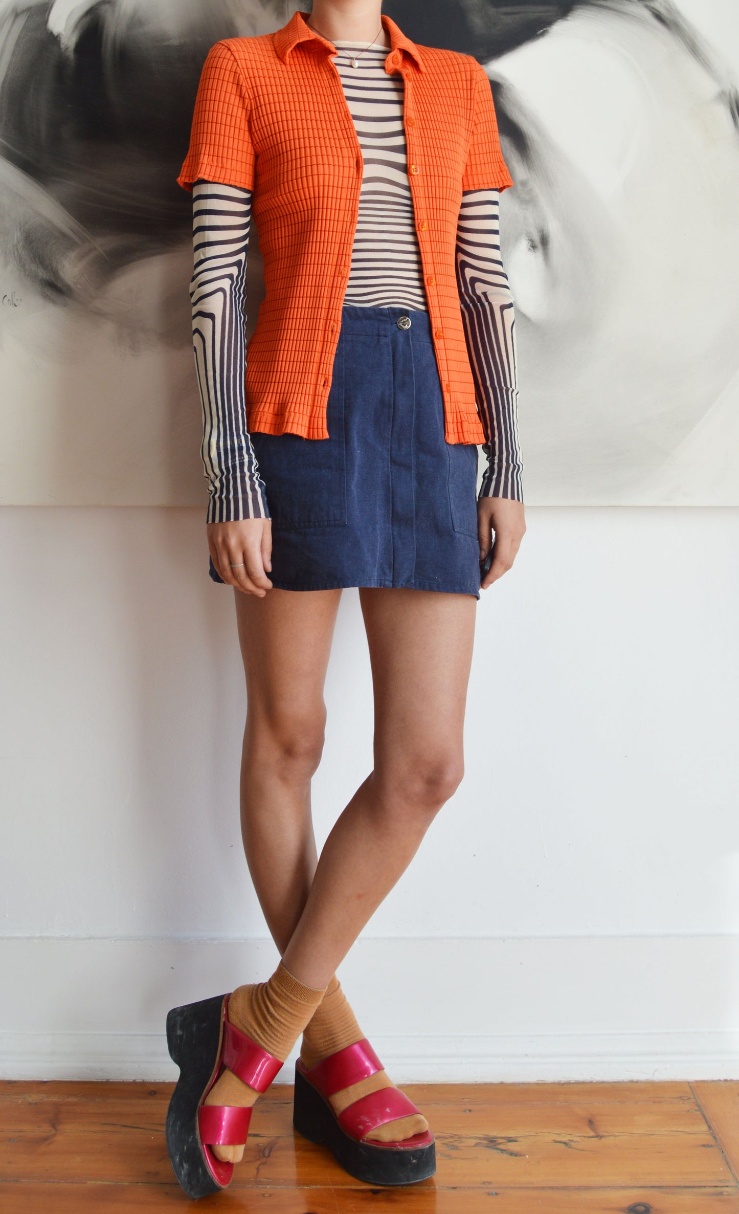 vintage iceberg cento x cento orange polo shirt