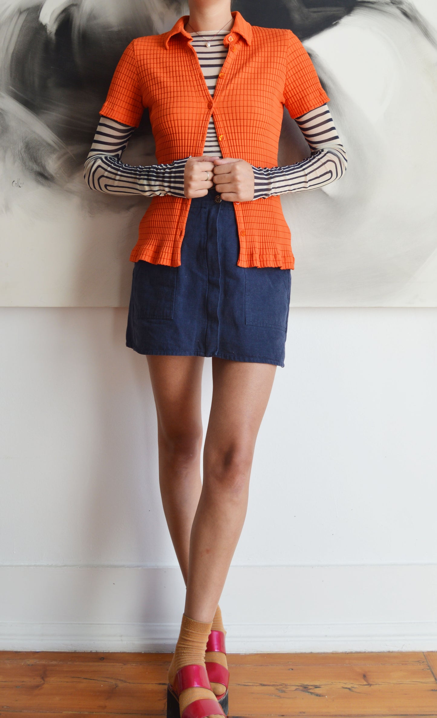 vintage iceberg cento x cento orange polo shirt