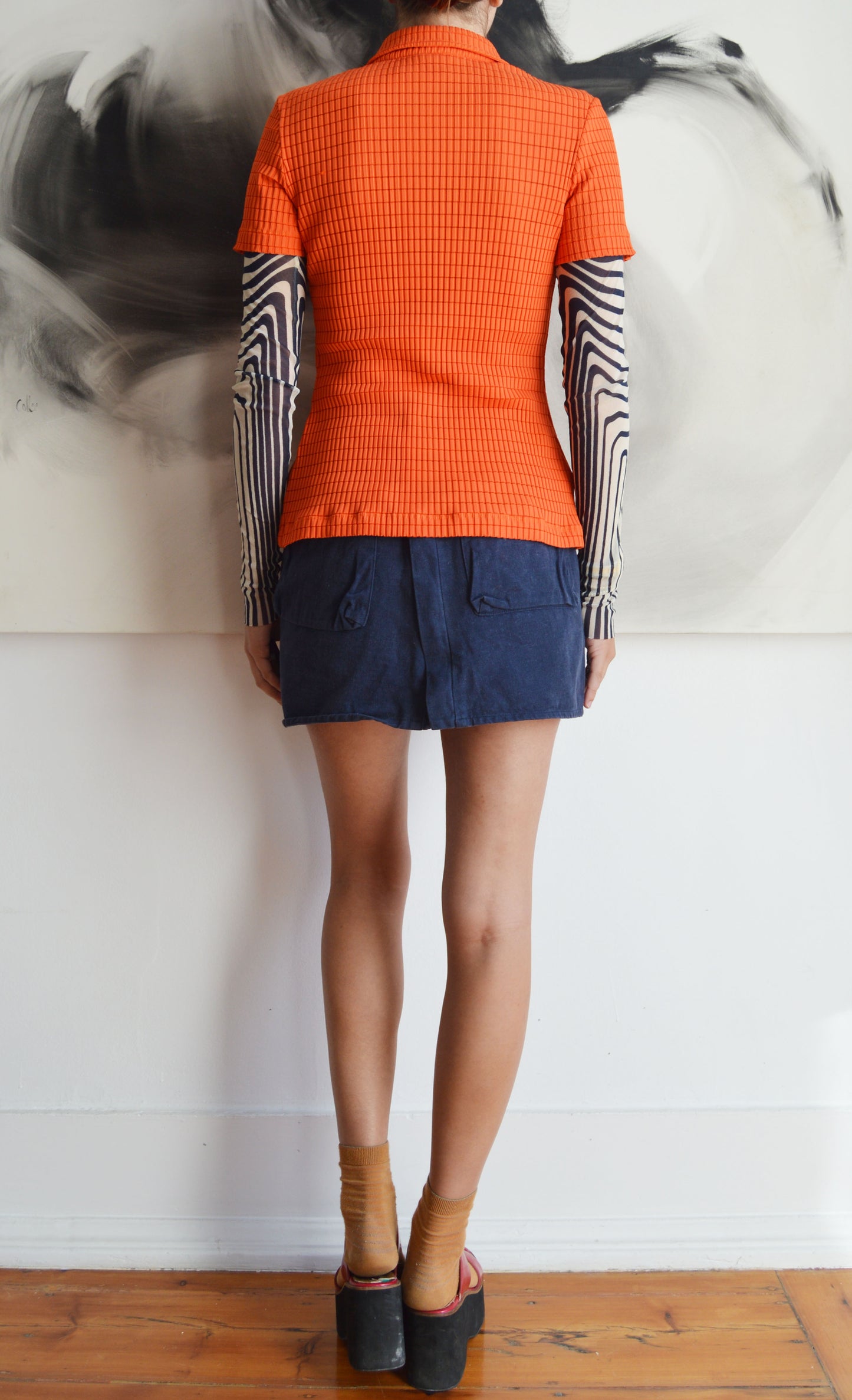 vintage iceberg cento x cento orange polo shirt