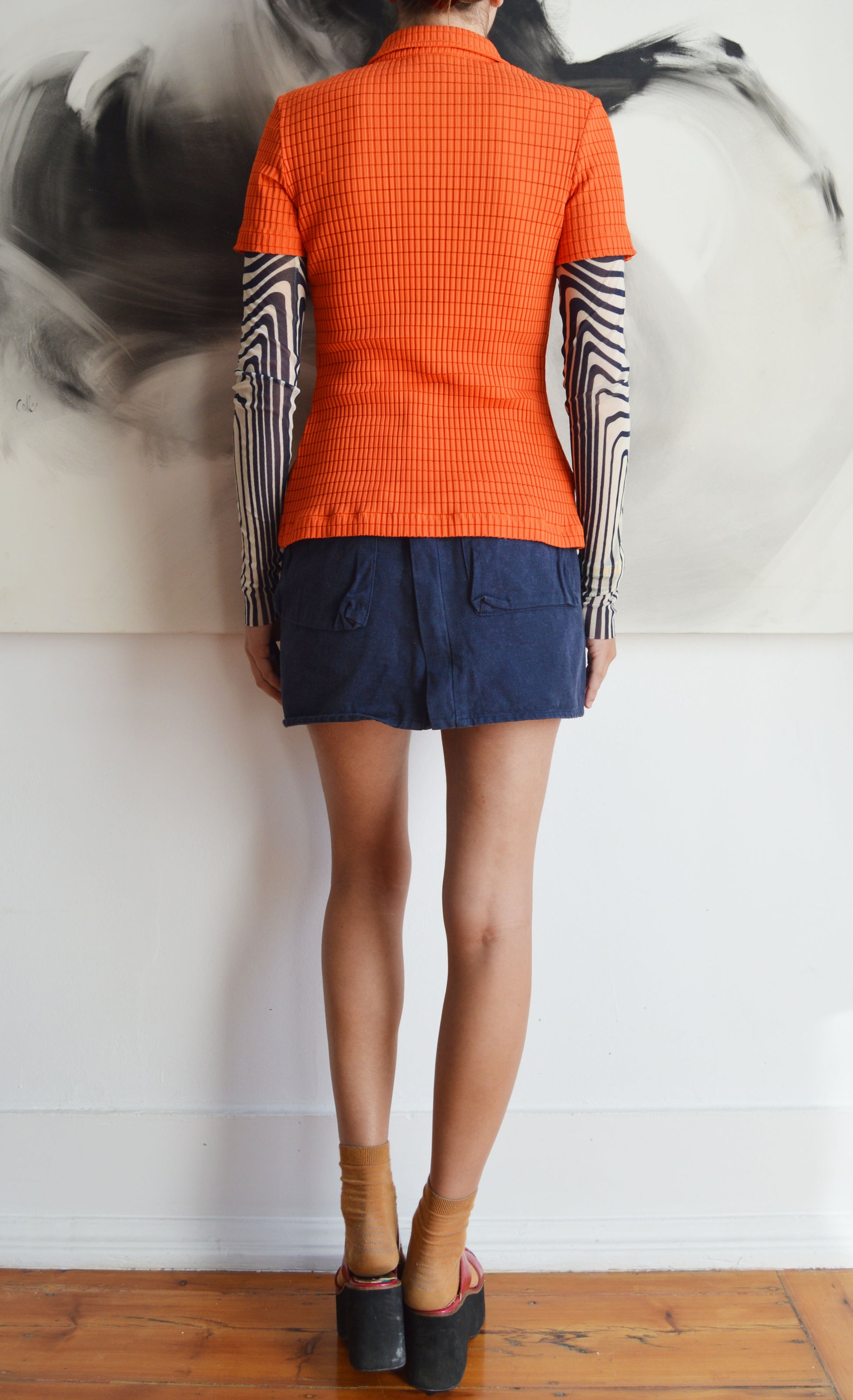 vintage iceberg cento x cento orange polo shirt