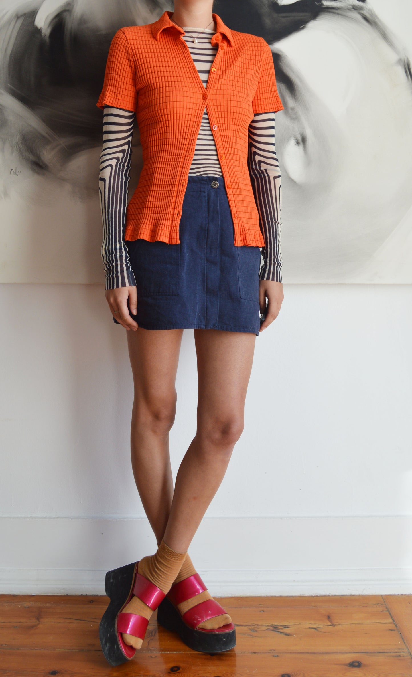 vintage iceberg cento x cento orange polo shirt