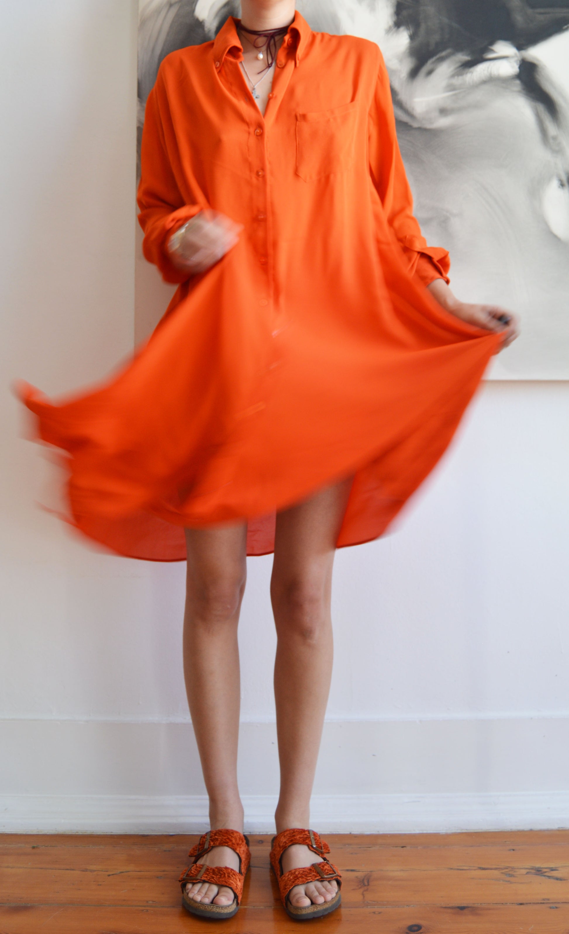 vintage jean paul gaultier orange shirtdress