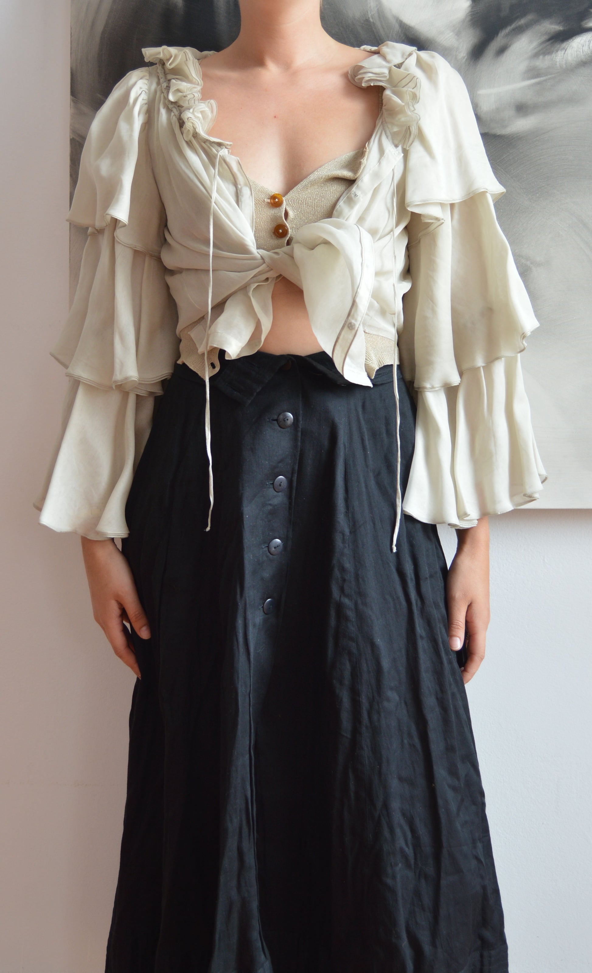 vintage missoni ruffle sleeve silk blouse