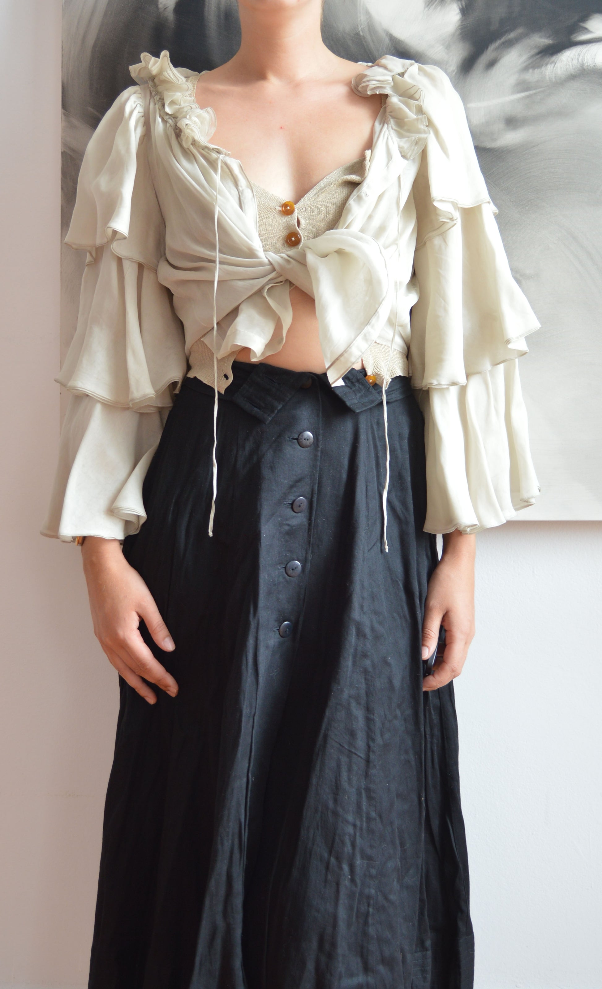 vintage missoni ruffle sleeve silk blouse