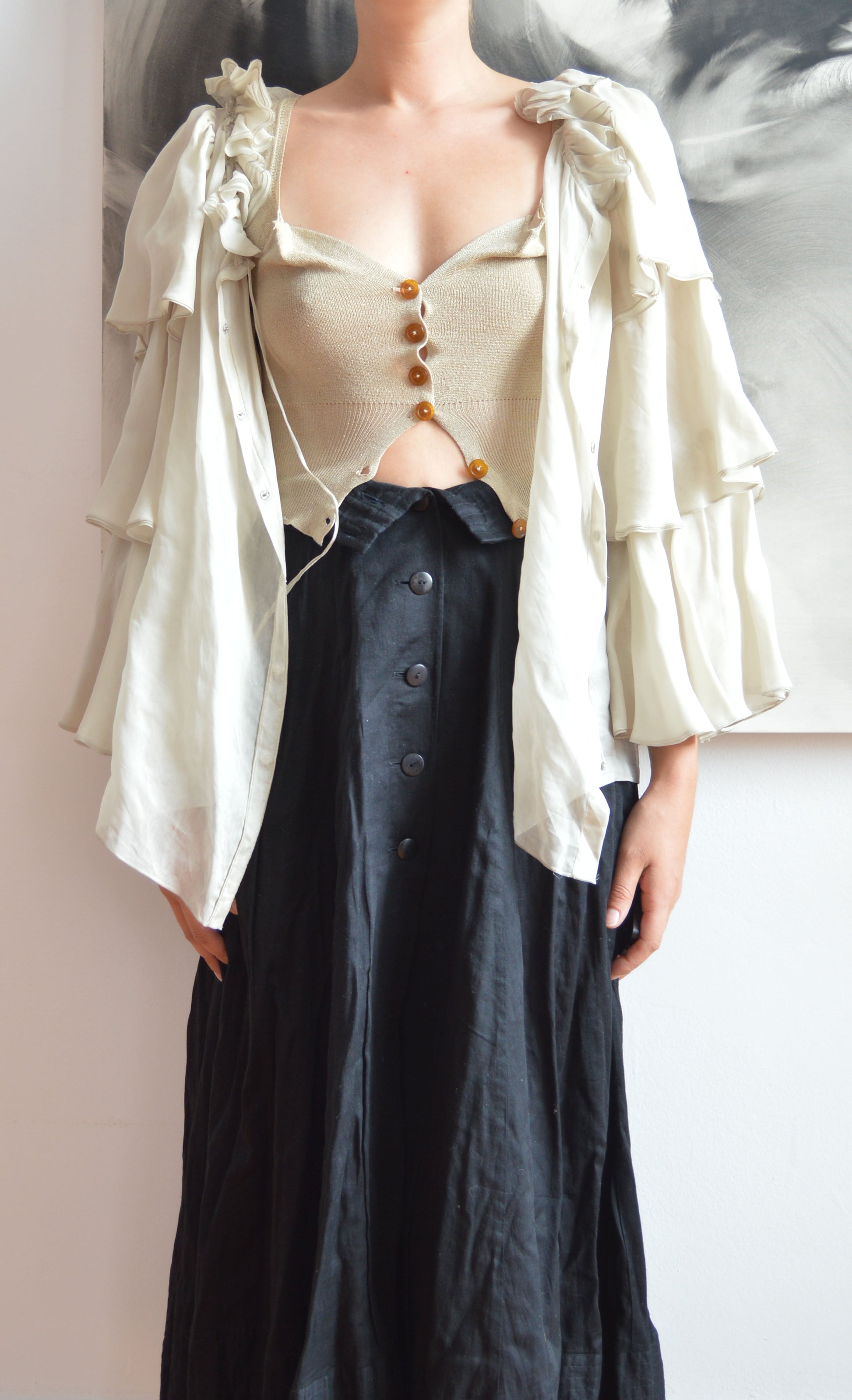 vintage missoni ruffle sleeve silk blouse
